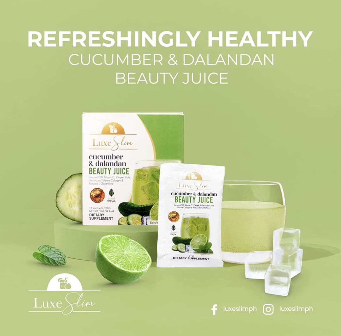 Luxe Slim Cucumber Dalandan Beauty Juice packaging side view