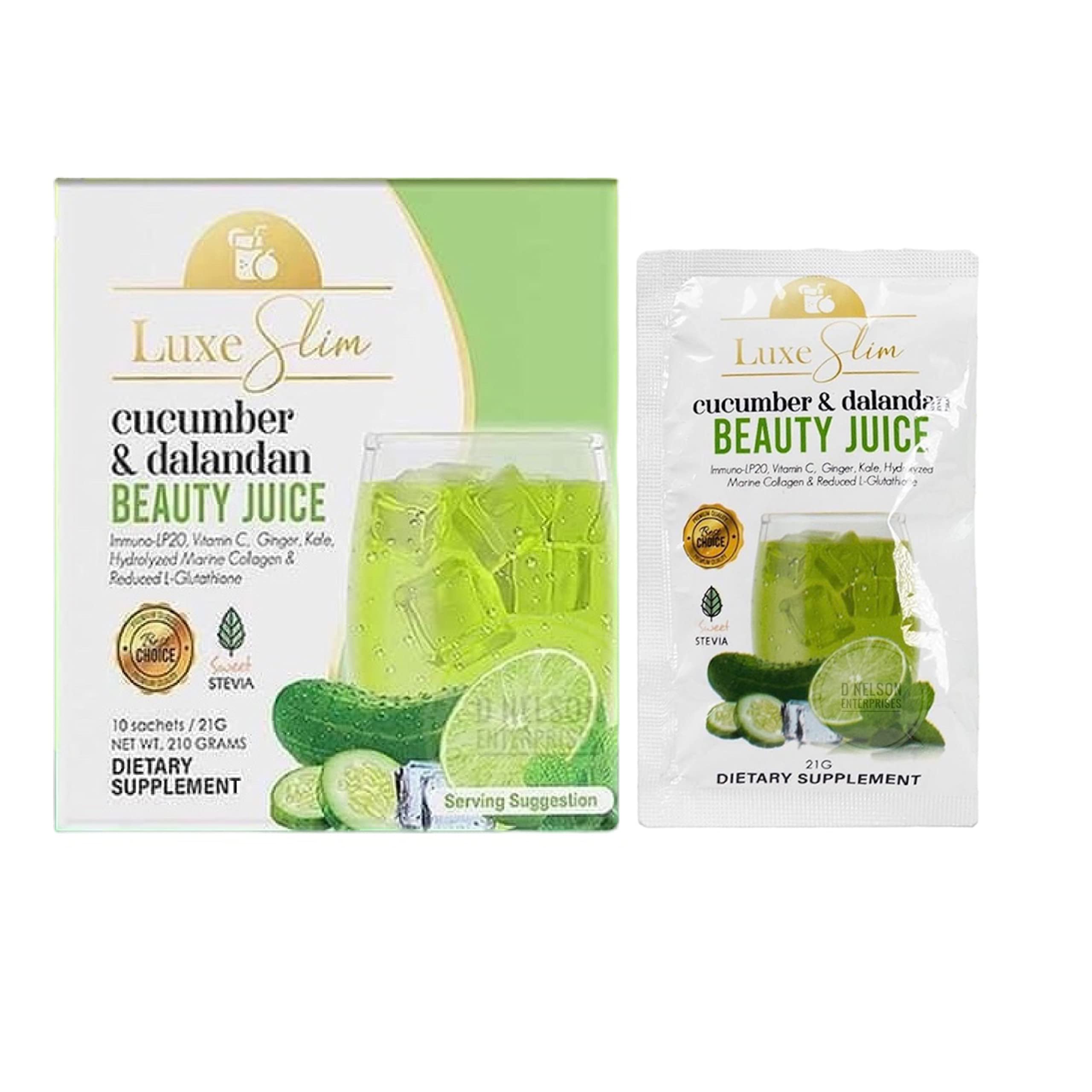 Luxe Slim Cucumber Dalandan Beauty Juice sachets front view