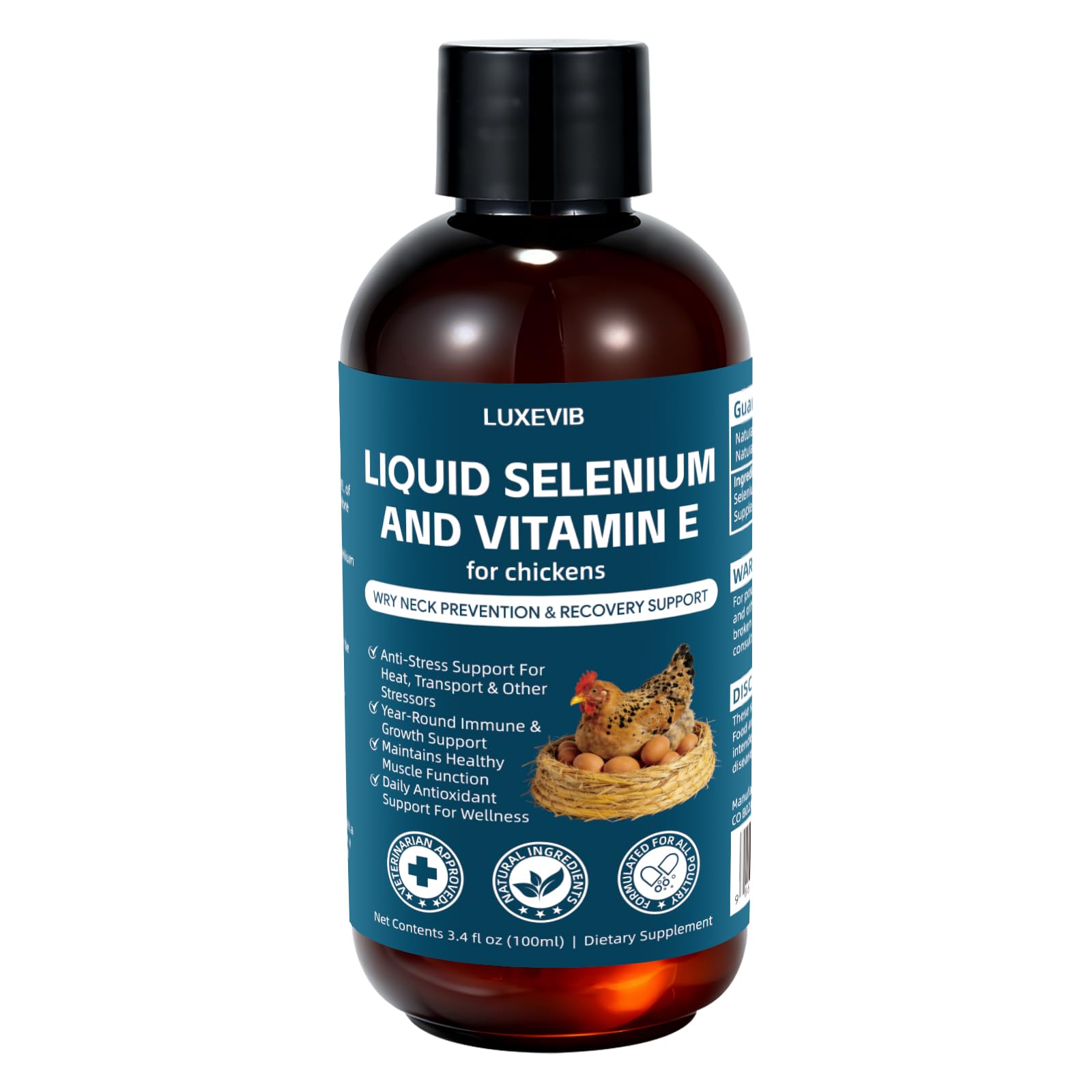 LuxeVib E and S Poultry Vitality Formula 118g liquid with poultry