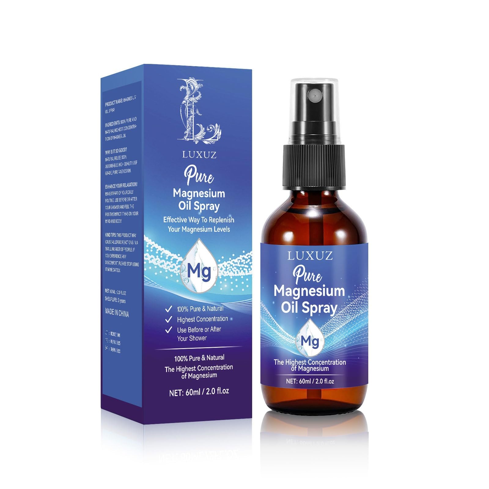 Luxuz Magnesium Oil Spray 1.7 Fl Oz front view