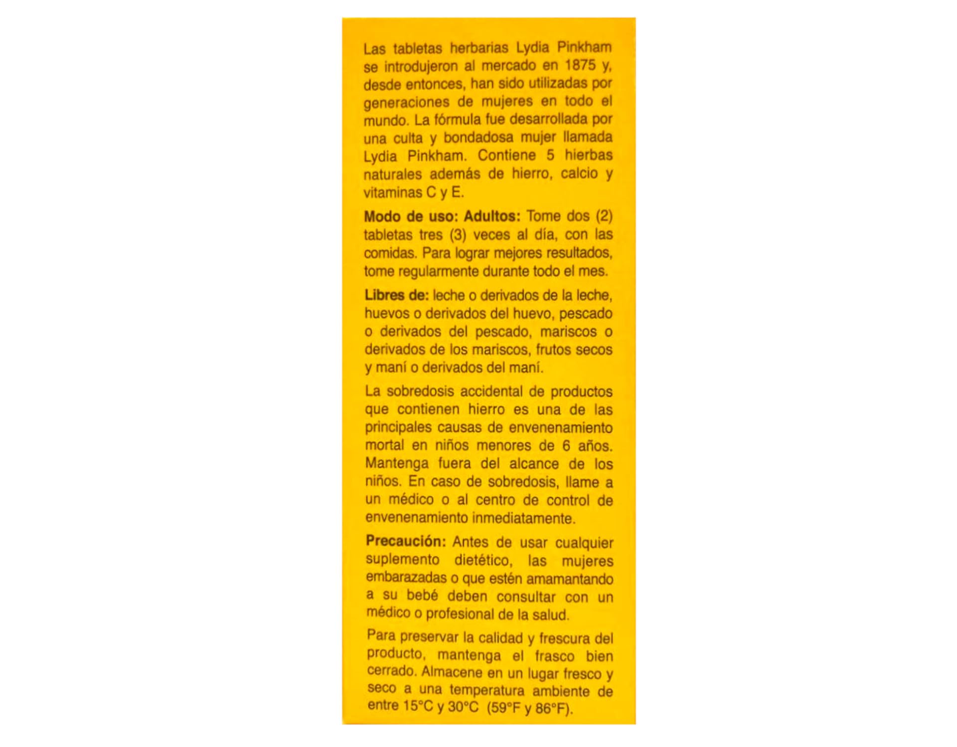 Lydia Pinkham Multivitamins product label