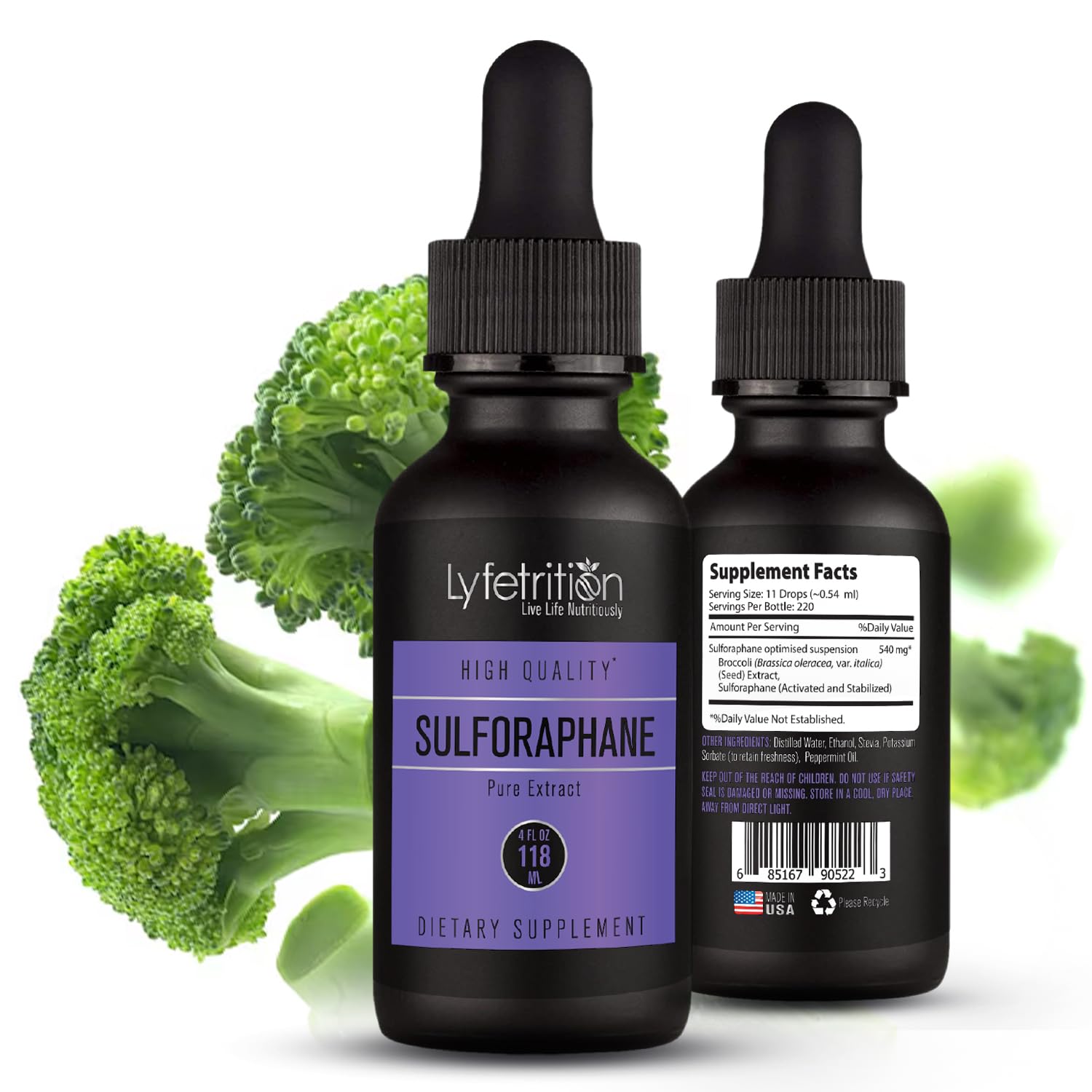Lyfetrition Sulforaphane Liquid Extract 222g bottle front view