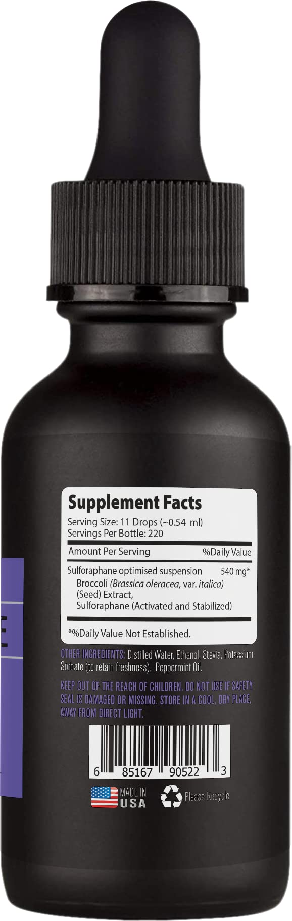 Lyfetrition Sulforaphane Liquid Extract 222g bottle side view