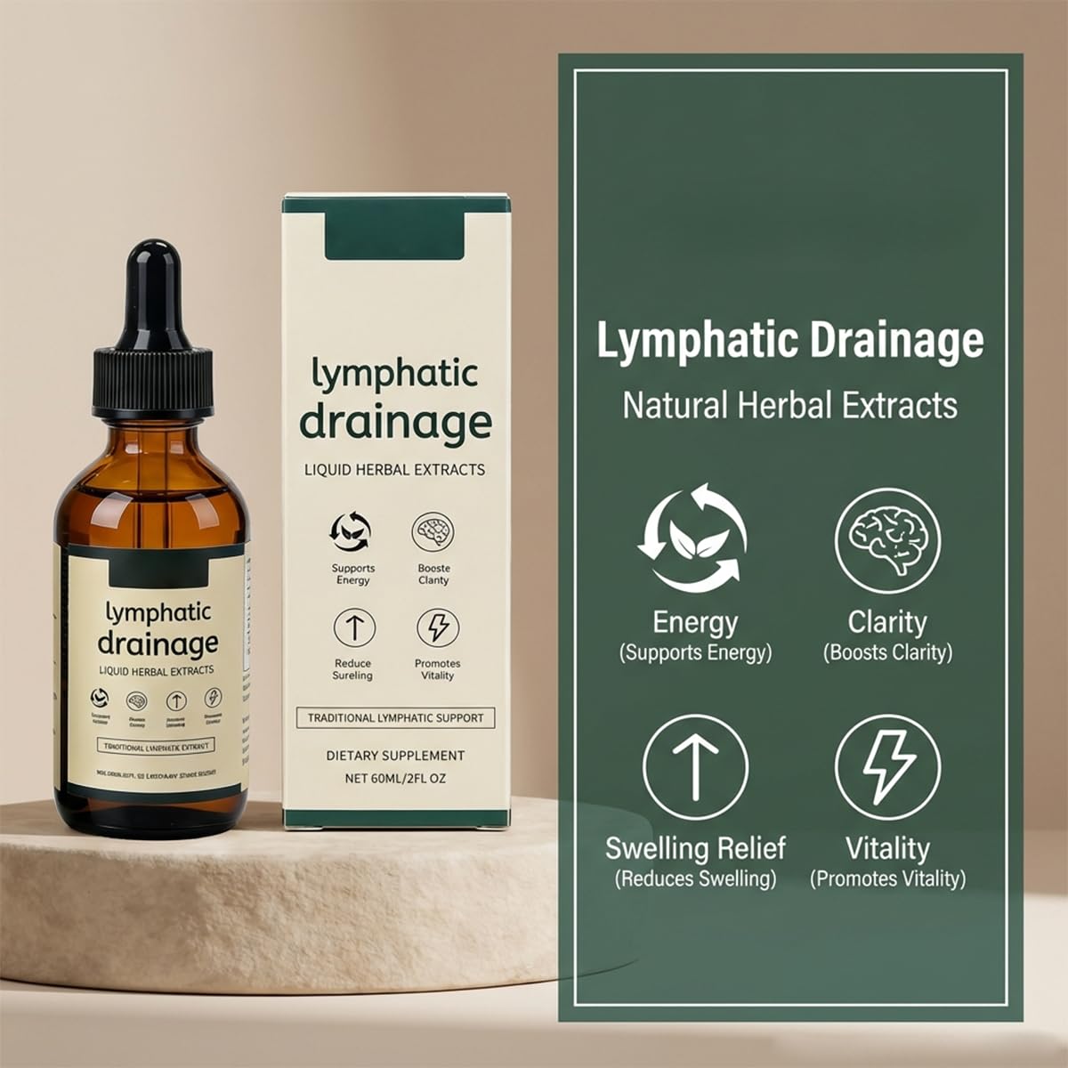 Lymphoria Lymphatic Drainage Drops 60ML bottle side view