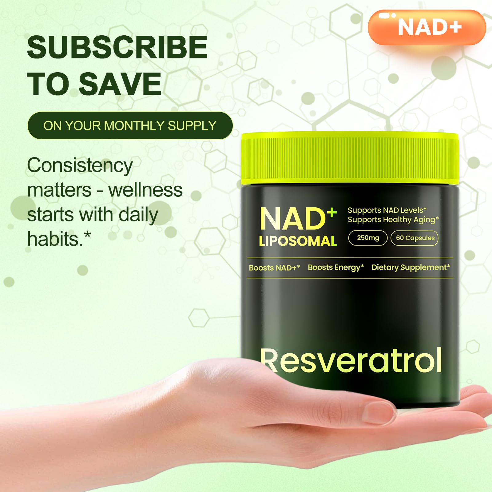 Lyndops NAD+ Resveratrol Supplement in a lifestyle setting