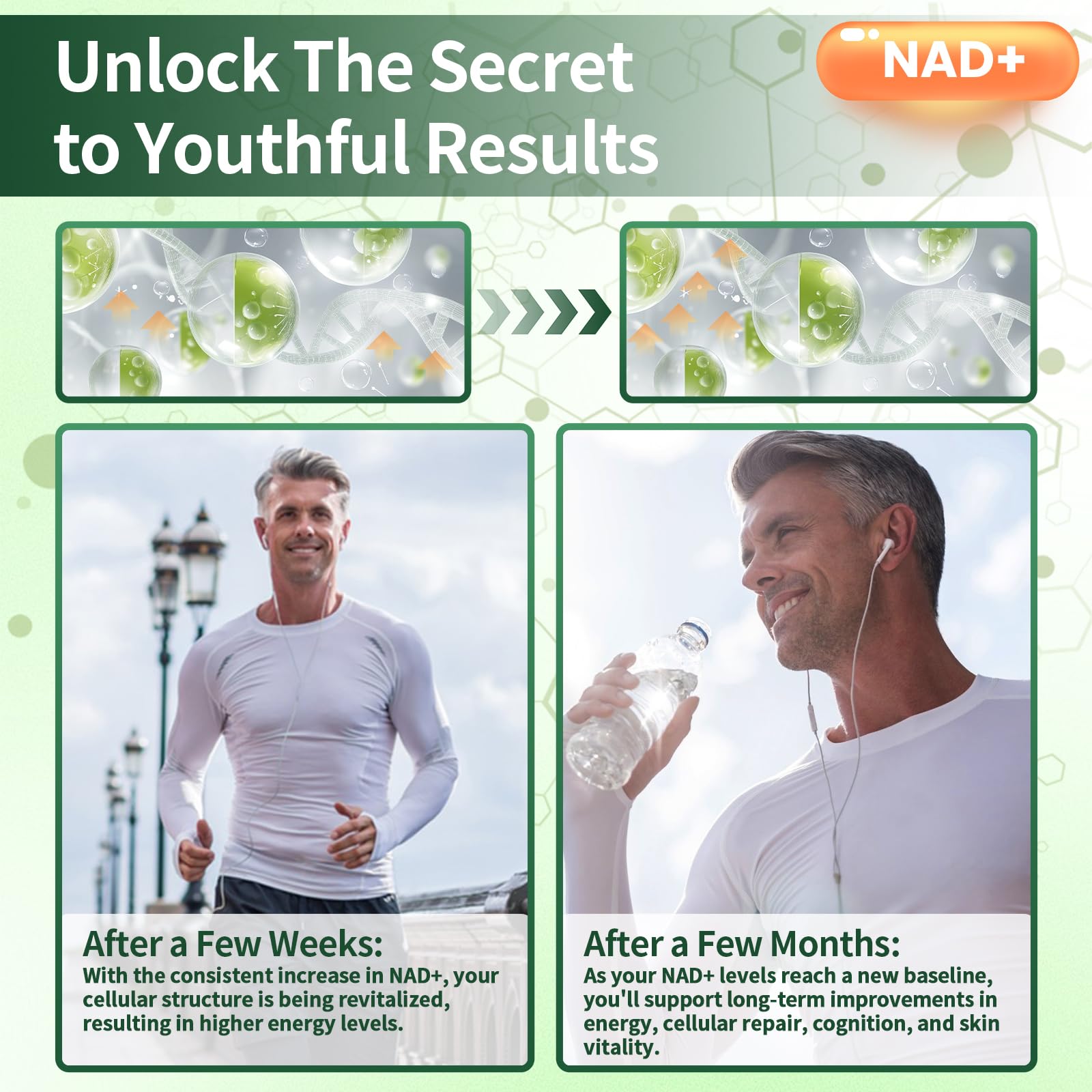 Lyndops NAD+ Resveratrol Supplement side view showing dosage