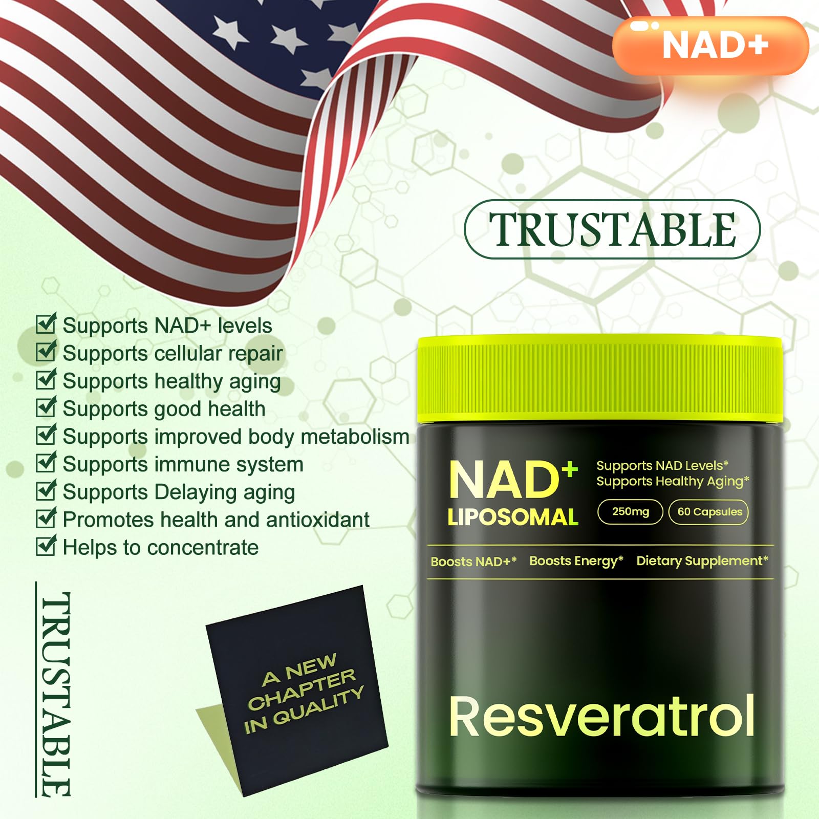 Lyndops NAD+ Resveratrol Supplement with natural ingredients