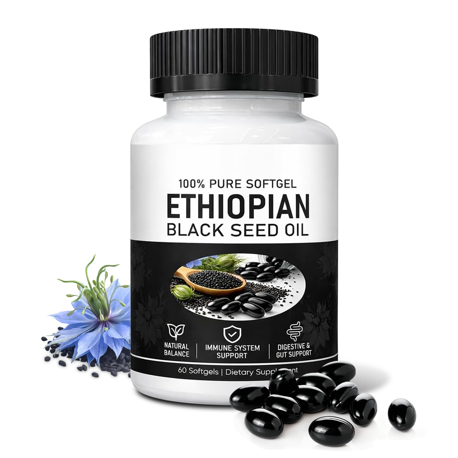 LYROYREG Black Seed Oil Capsules front view packaging