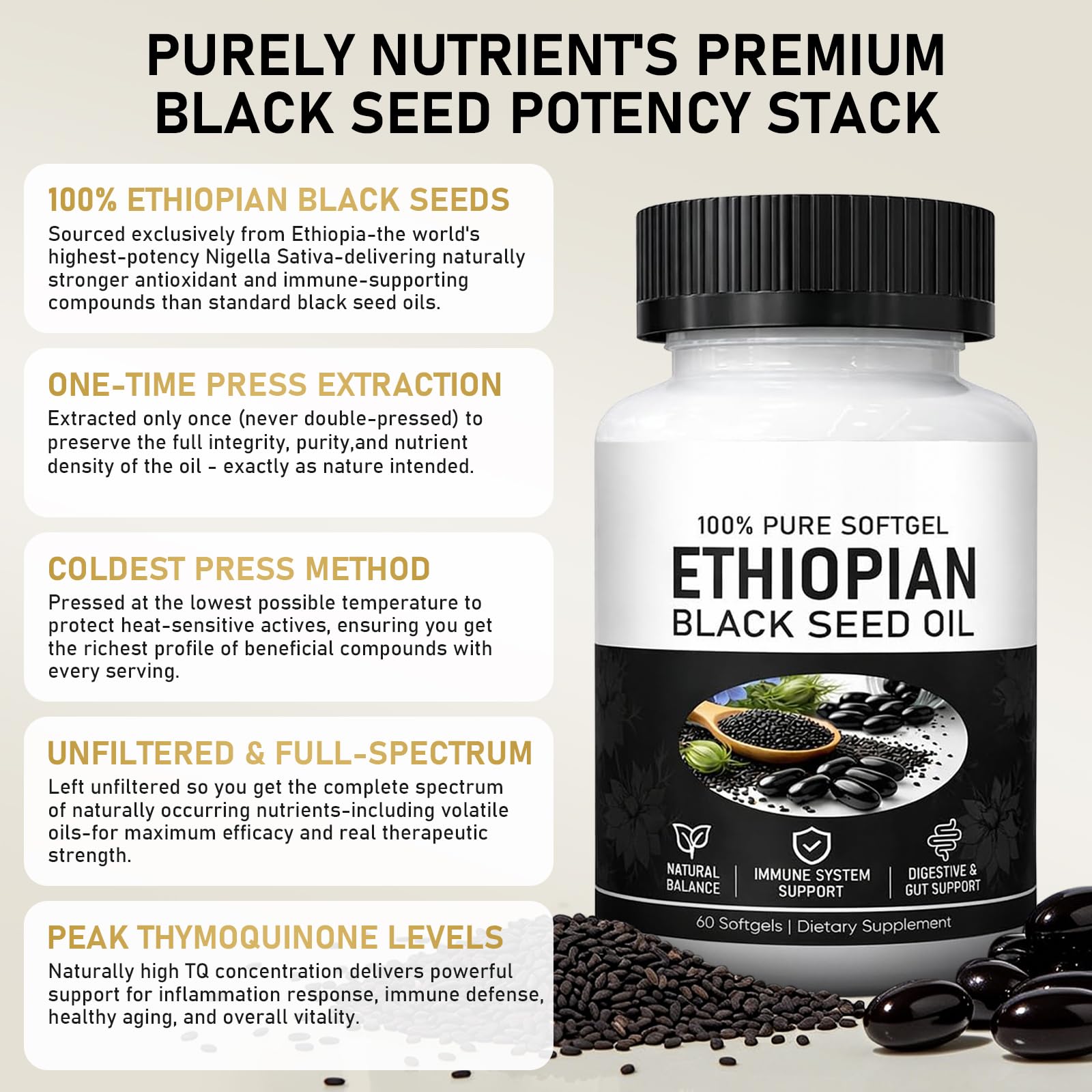 LYROYREG Black Seed Oil Capsules with a glass of water