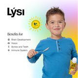 LYSI Cod Liver Oil for Kids bottle with measuring spoon