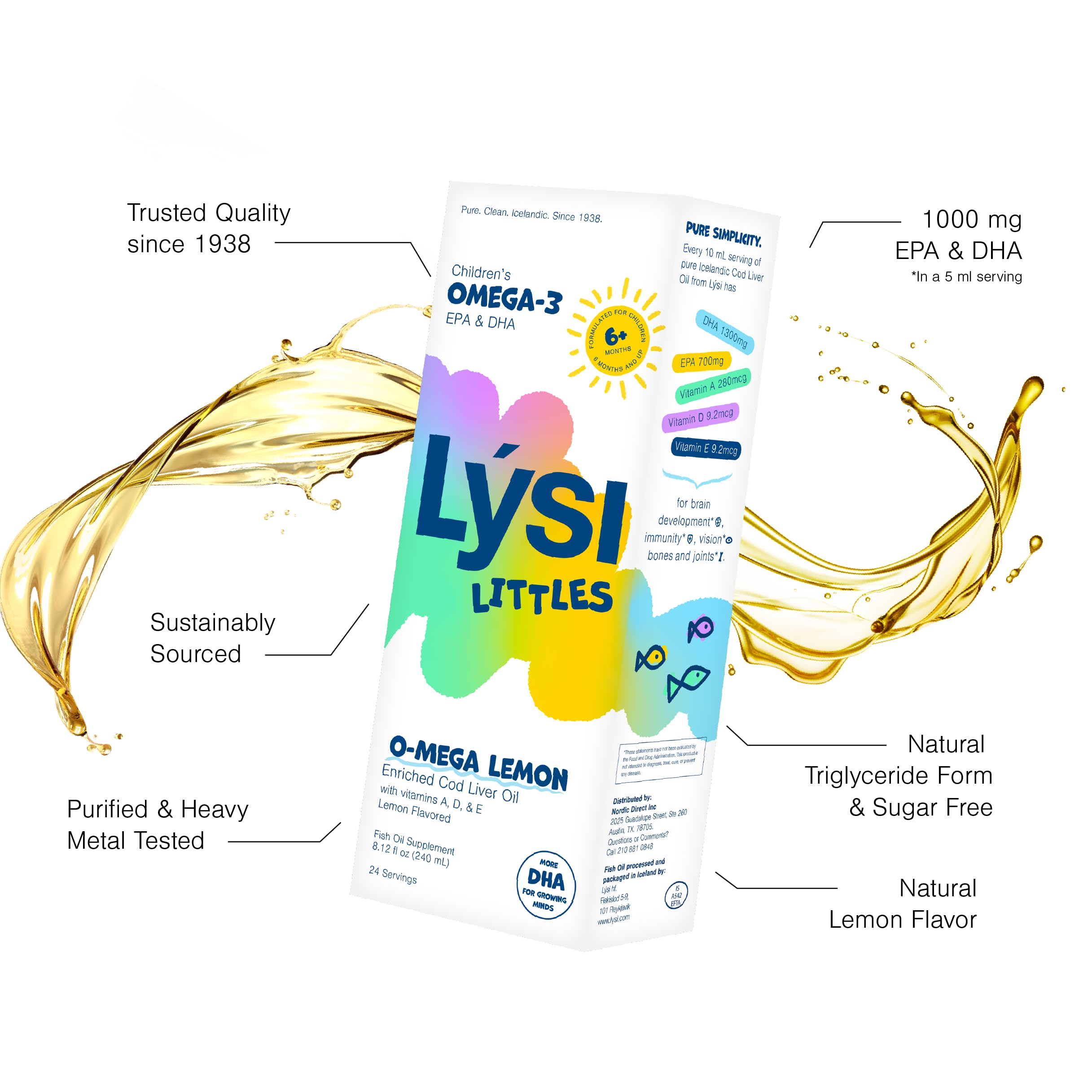 LYSI Cod Liver Oil for Kids packaging with lemon flavour