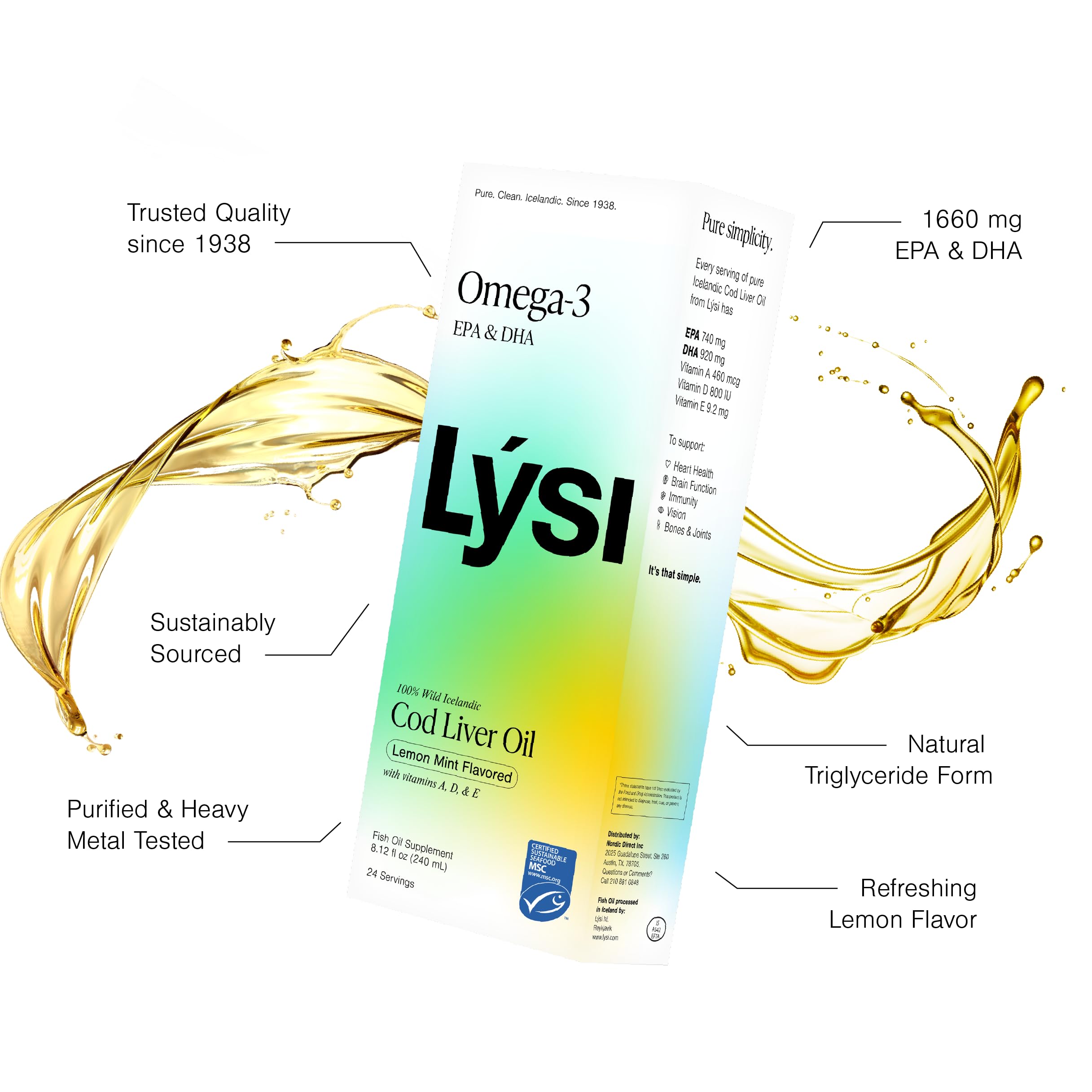 LYSI Fish Oil Supplement 231g side view