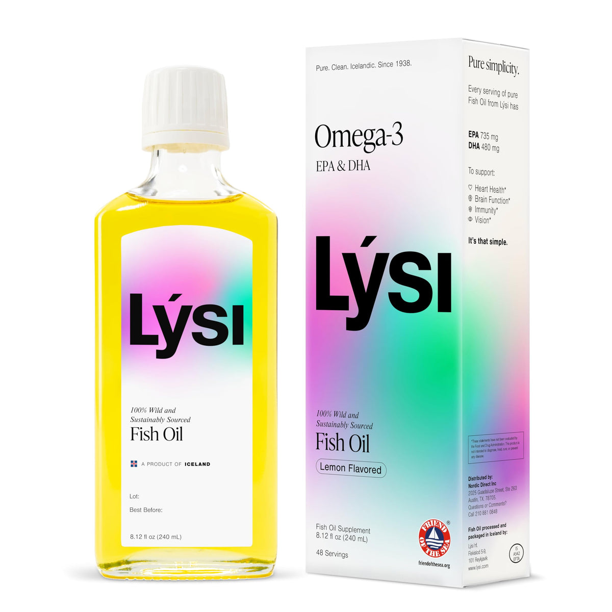 LYSI Omega-3 Fish Oil Liquid 8.12 fl oz bottle front view