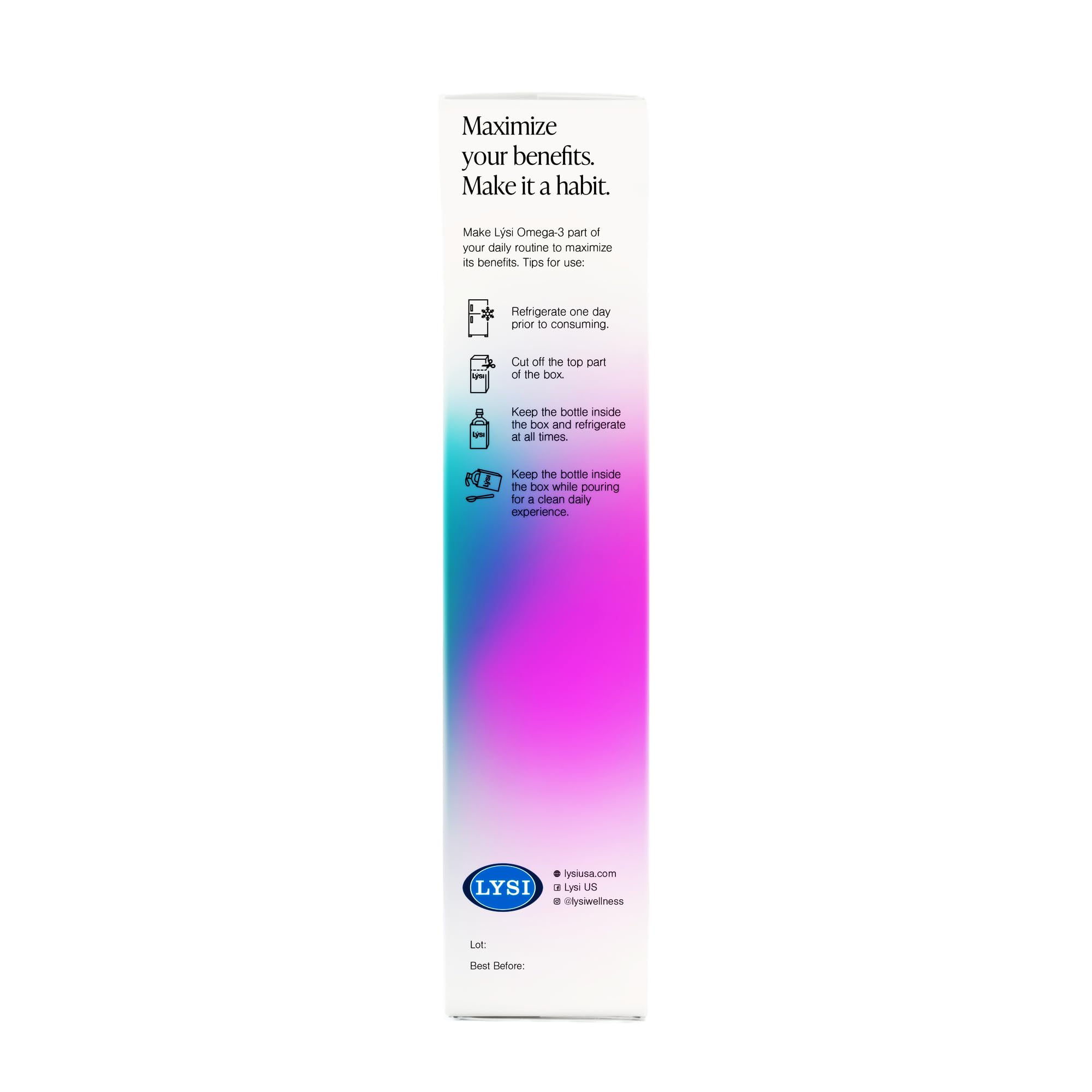 LYSI Omega-3 Fish Oil Liquid bottle on a kitchen counter