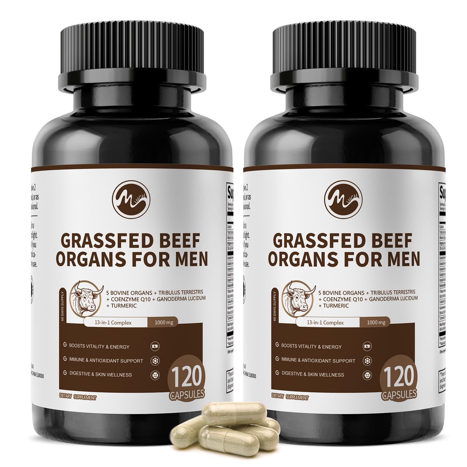 M inch Beef Organ Supplement 13-in-1 for Men front view