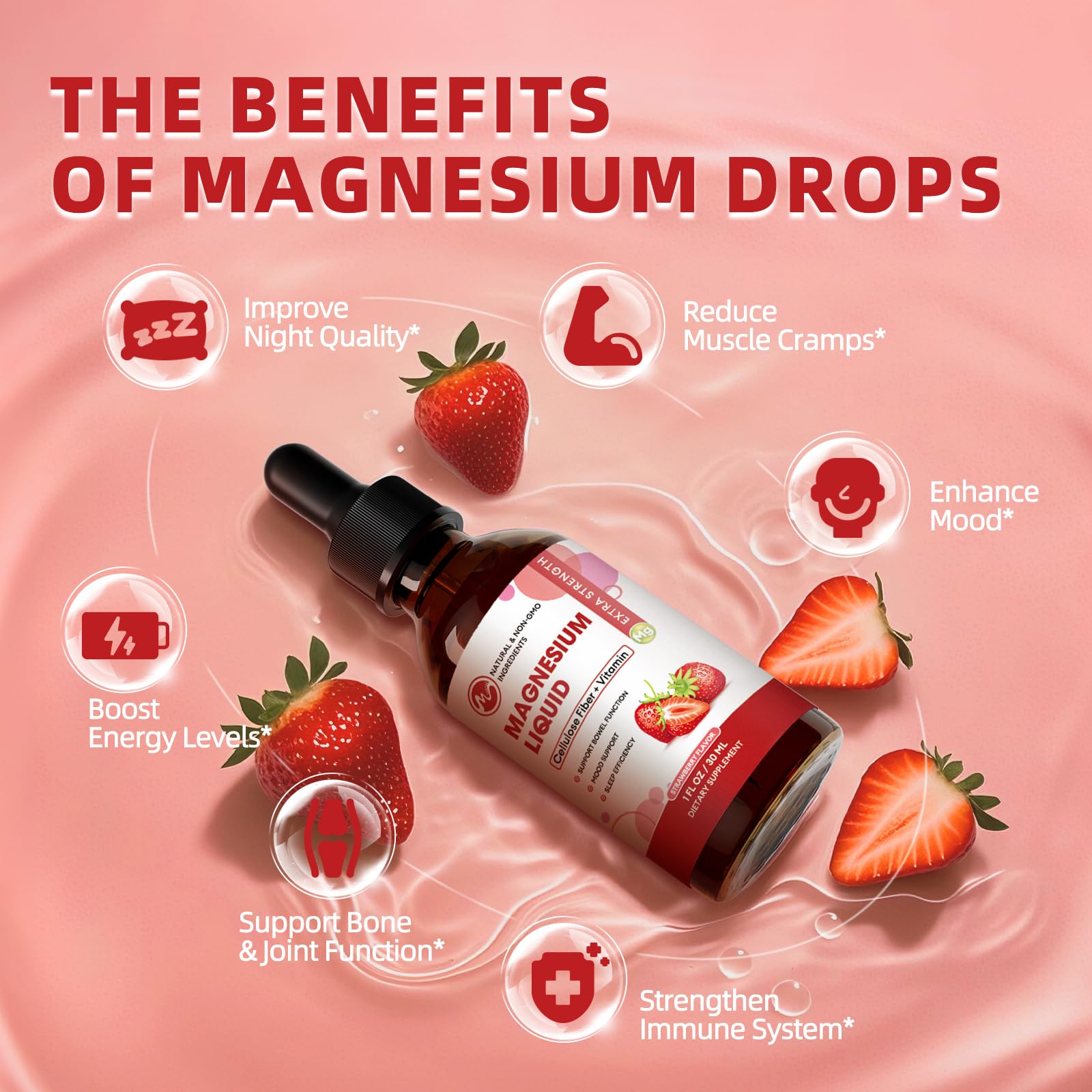 M inch Liquid Magnesium Glycinate Drops bottle on a kitchen counter