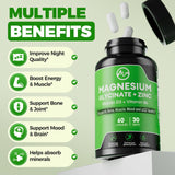 M inch Magnesium Glycinate Supplement capsules on a wooden table