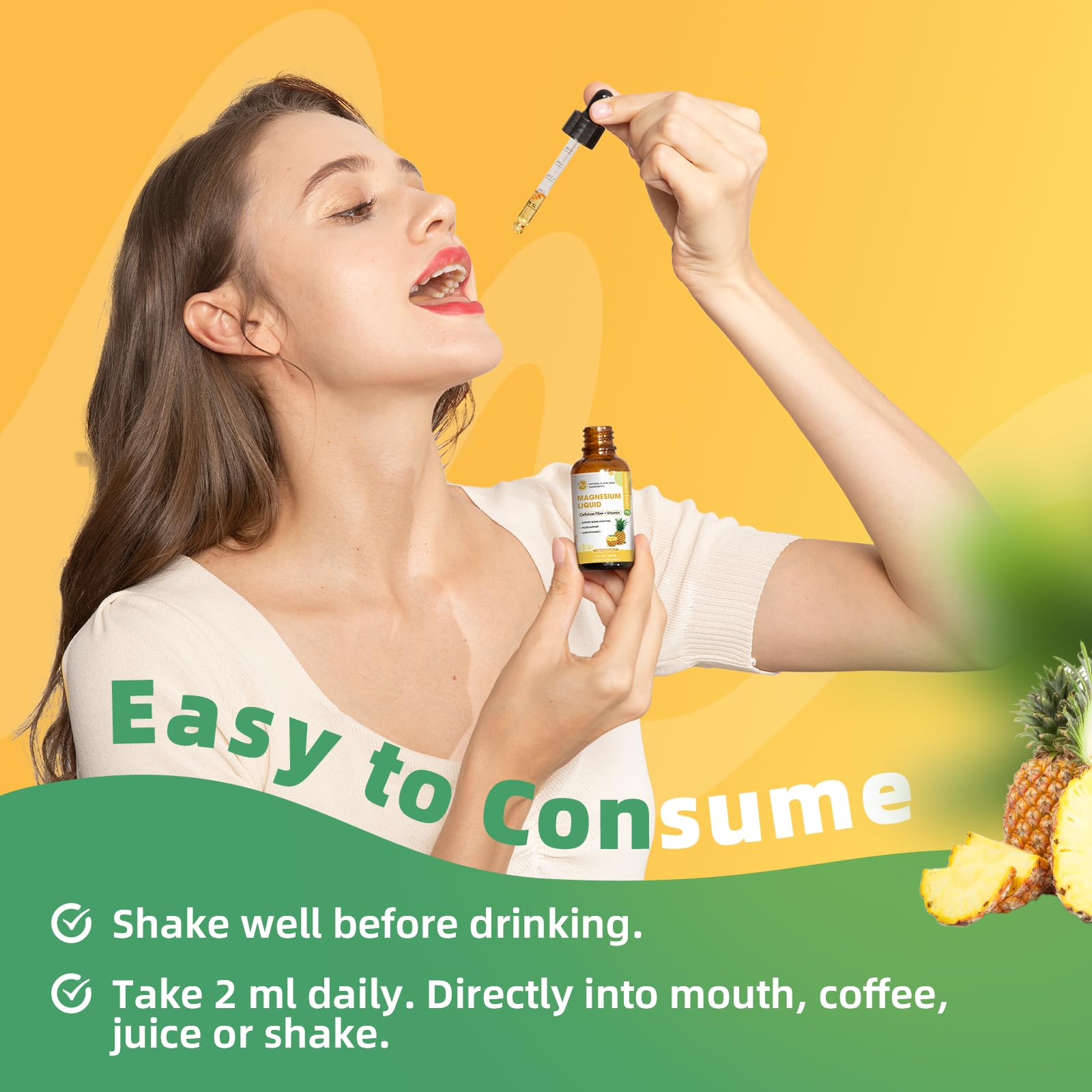 M inch Magnesium Liquid Drops lifestyle scene with glass of water