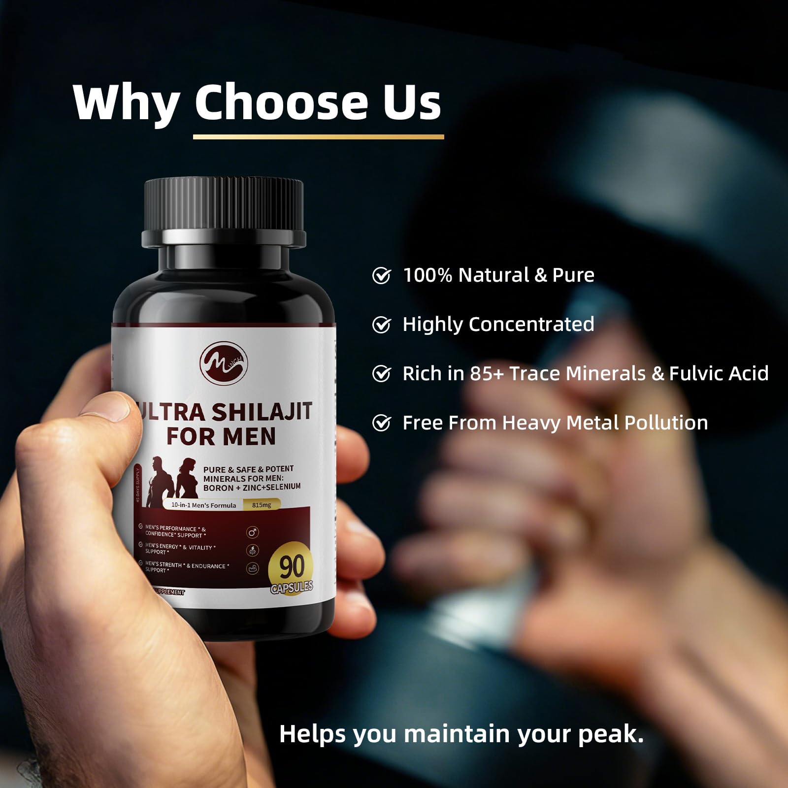 M inch Shilajit Capsules 750mg close-up of capsules