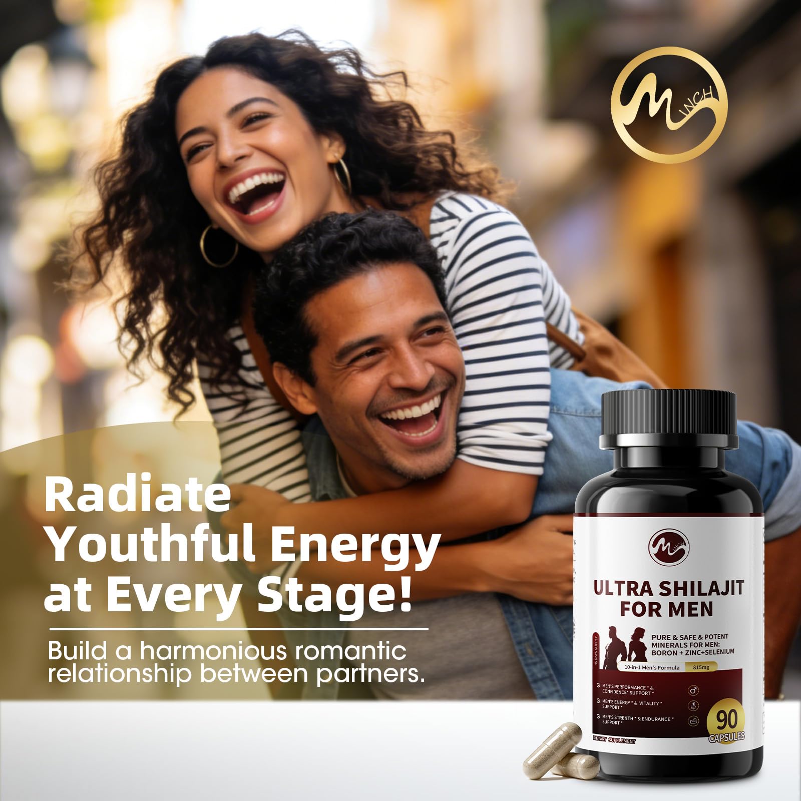 M inch Shilajit Capsules 750mg displayed with herbal ingredients