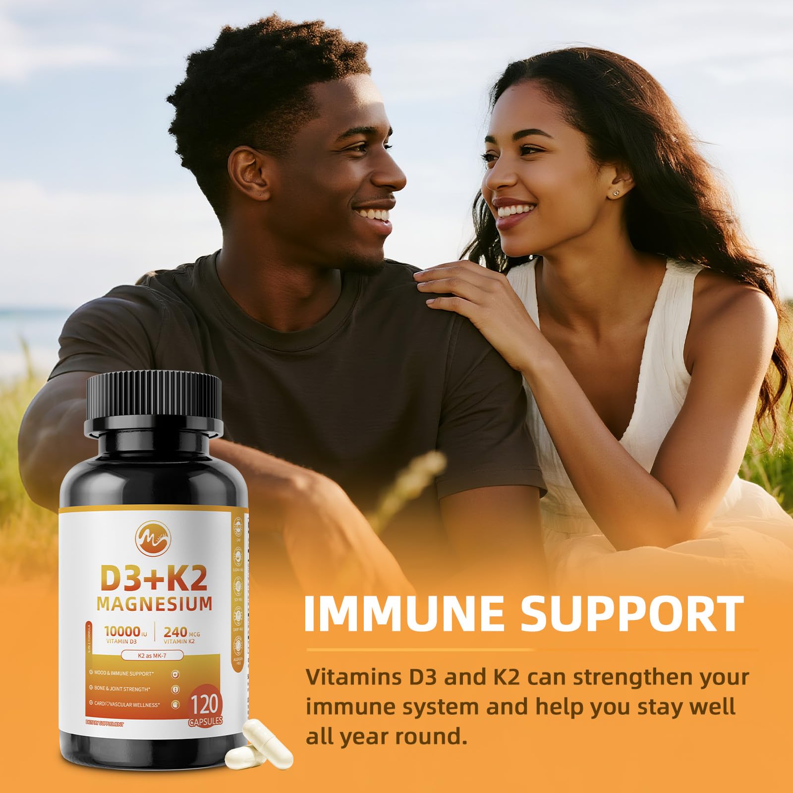 M inch Vitamin D3 K2 capsules with magnesium complex