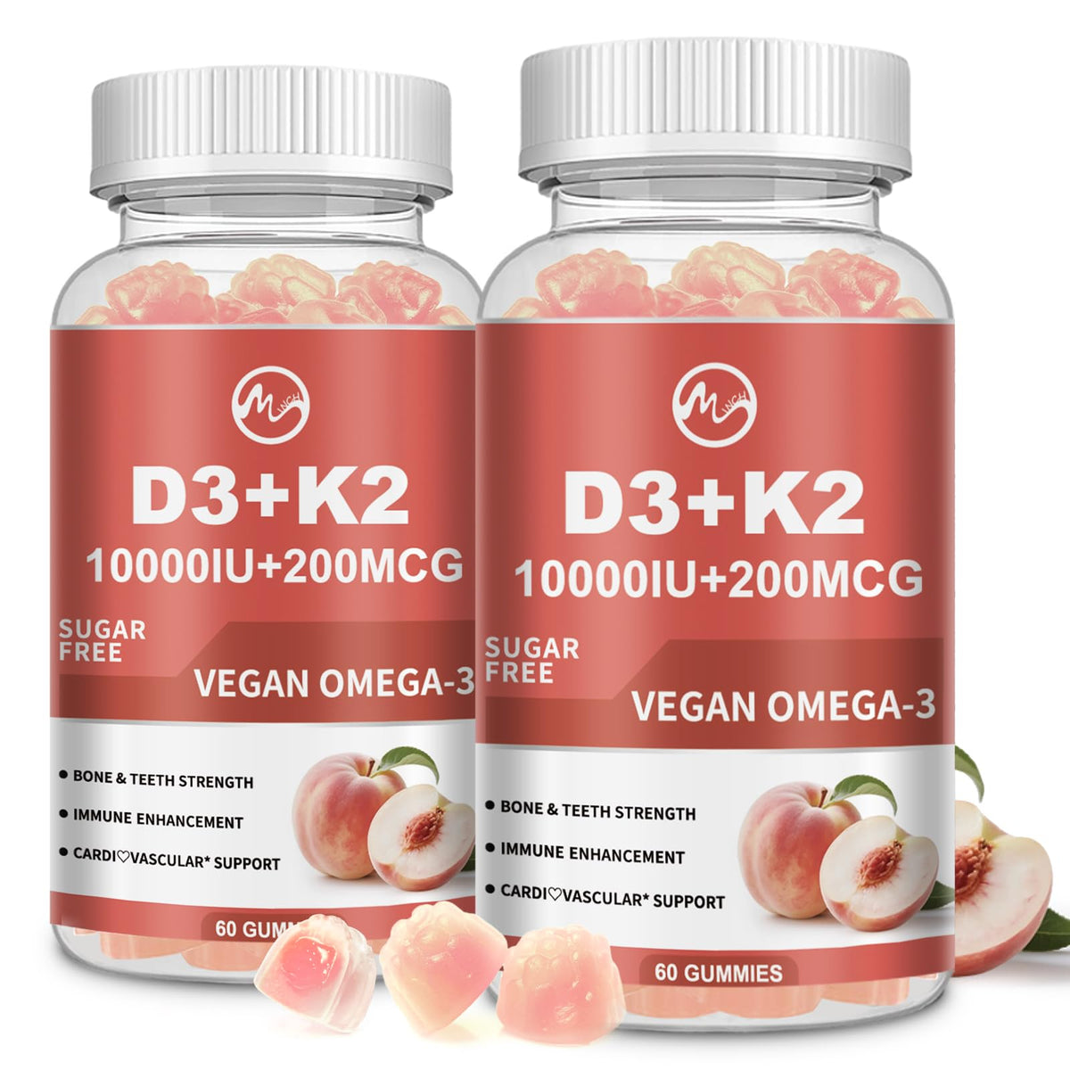 M inch Vitamin D3 K2 Gummies front view with packaging