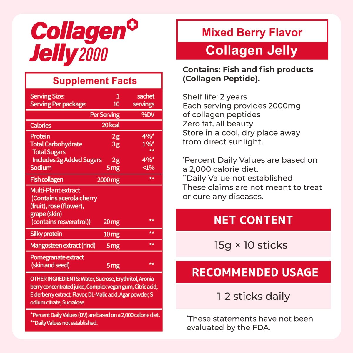 m2 Collagen Jelly 2000mg stick on a wooden table