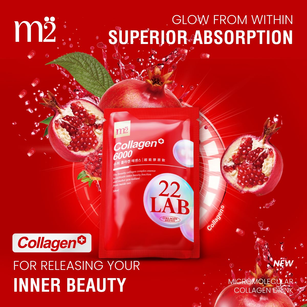m2 Collagen Supplement close-up of packet