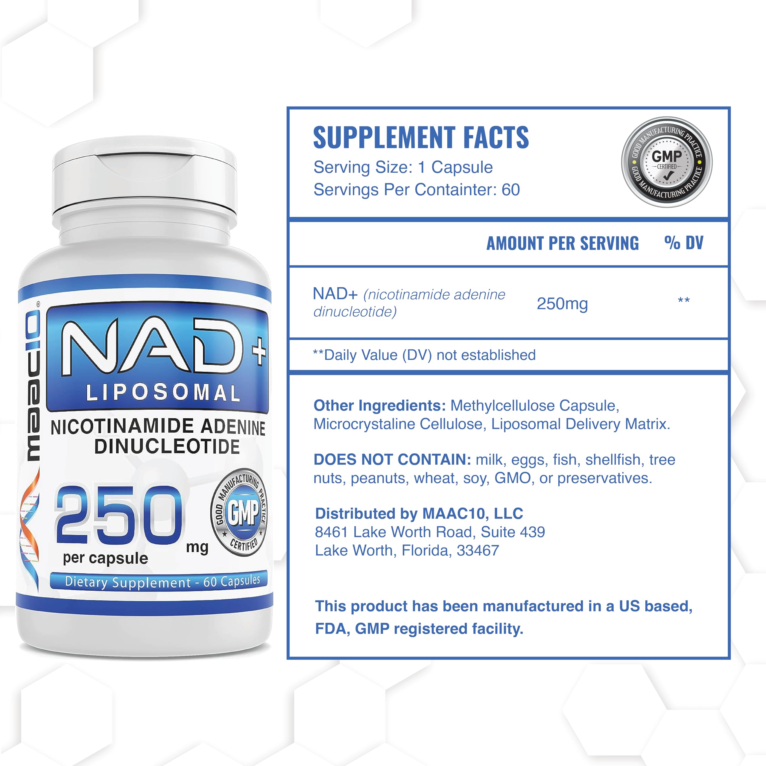 MAAC10 Liposomal NAD+ Capsules 250mg capsules in hand