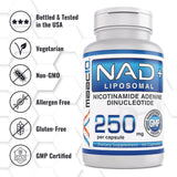 MAAC10 Liposomal NAD+ Capsules 250mg on a wooden table