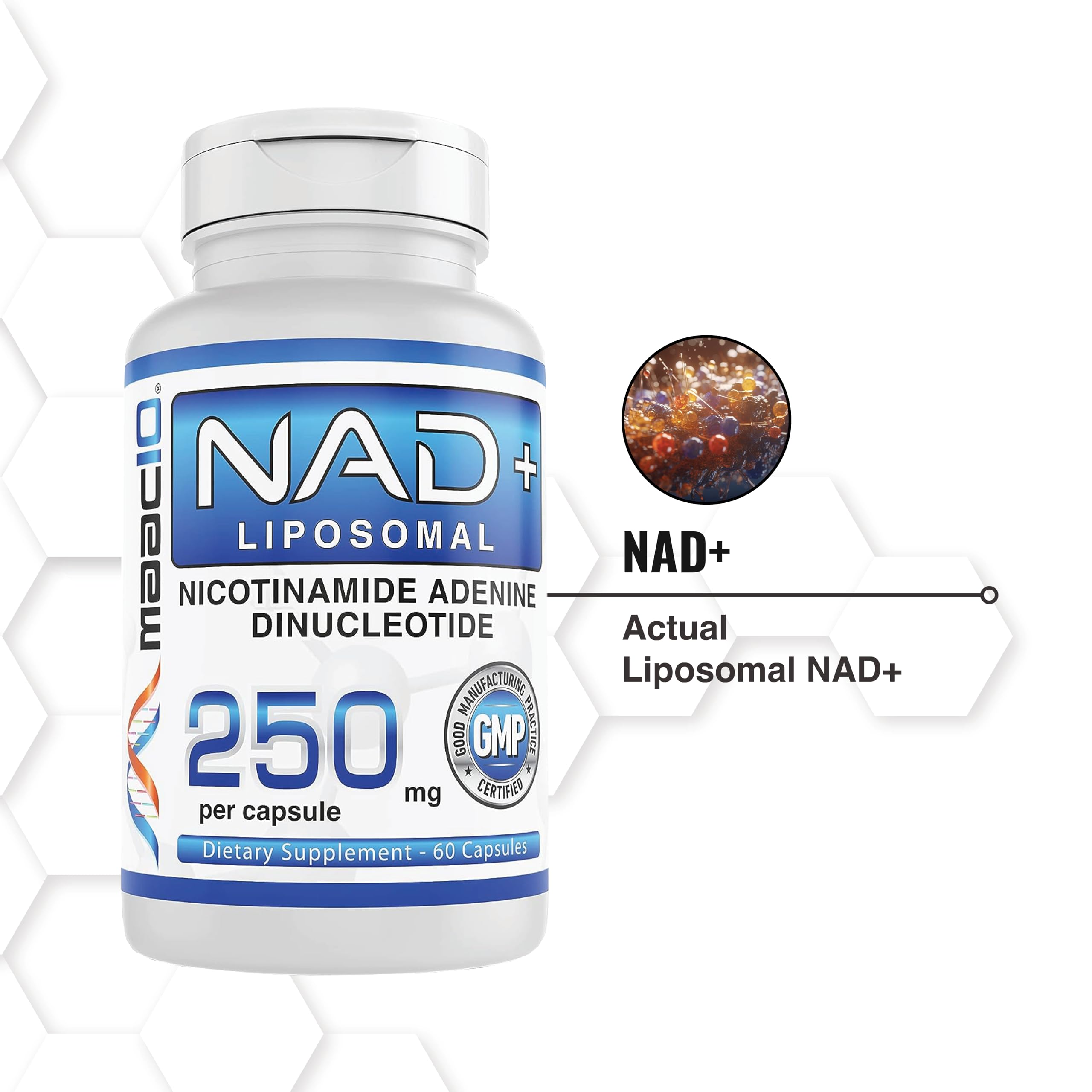 MAAC10 Liposomal NAD+ Capsules 250mg with measuring spoon