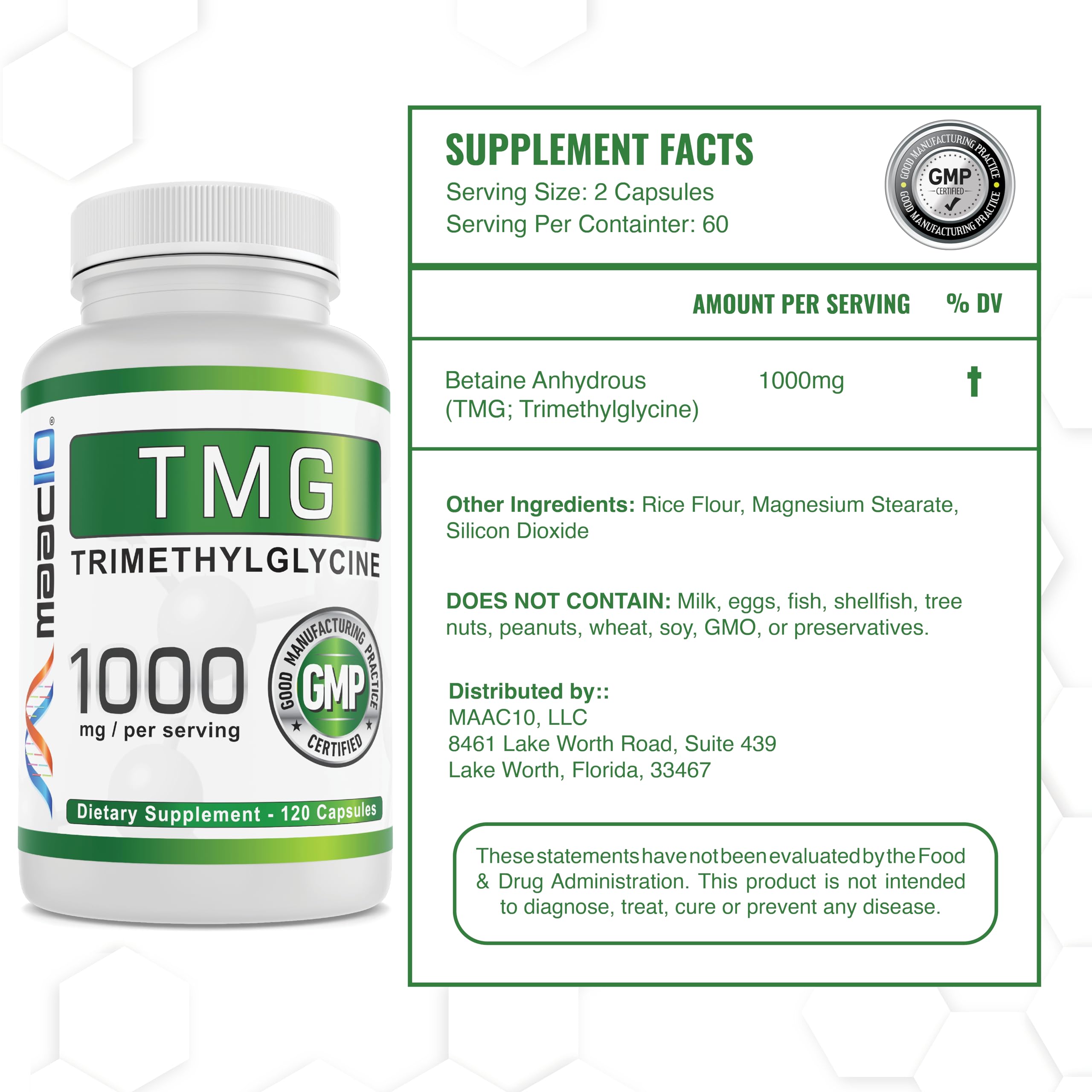 MAAC10 TMG Methyl Donor Supplement side view