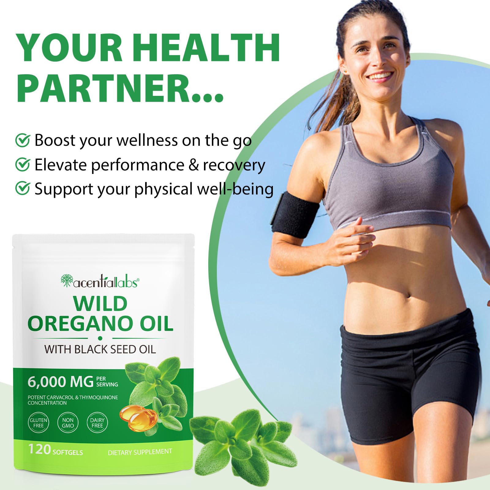 Maaoun Oregano Oil Softgels 6000mg capsules displayed