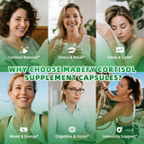 MABEFY Cortisol Supplements with background of natural ingredients