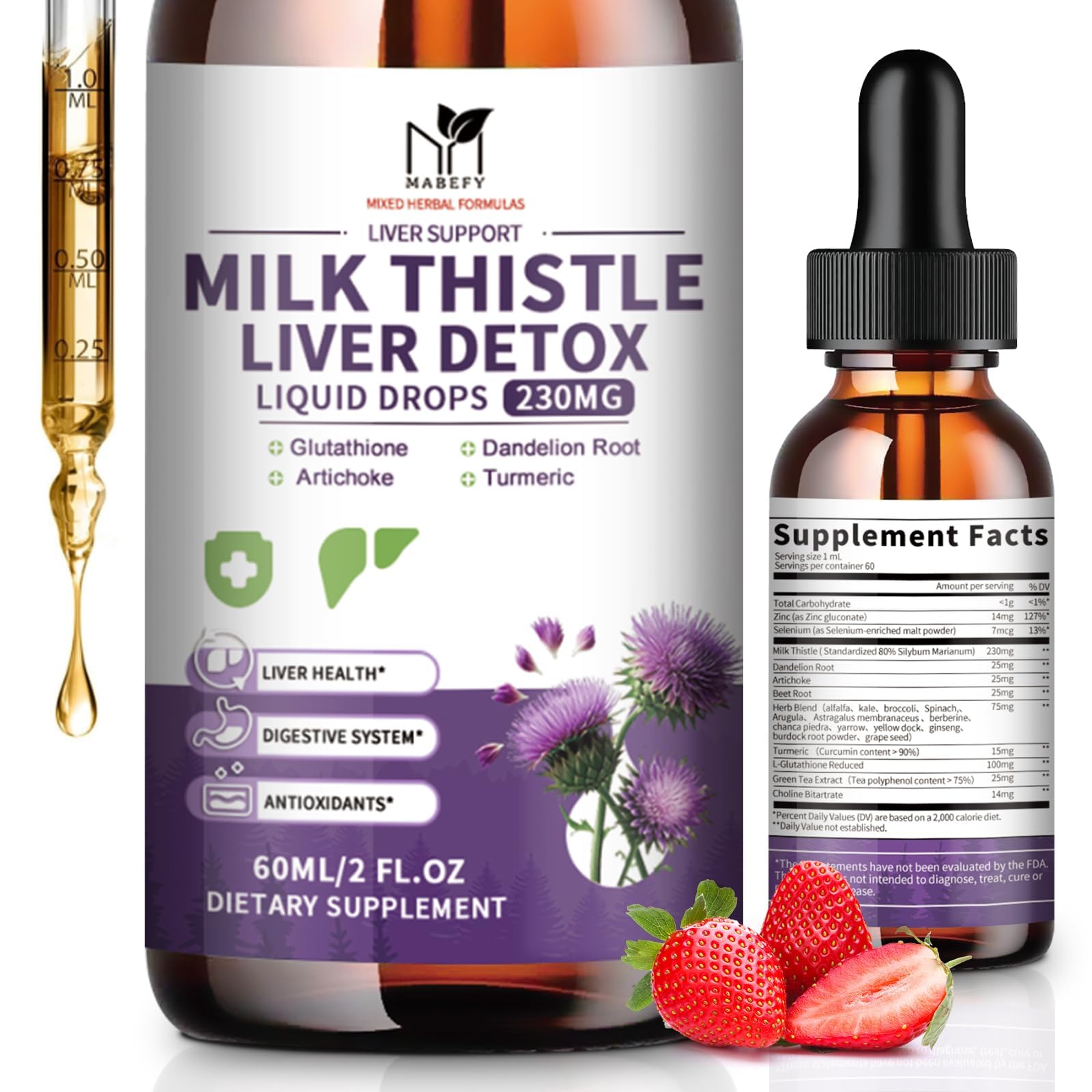 MABEFY Milk Thistle Complex Drops 230mg packaging details