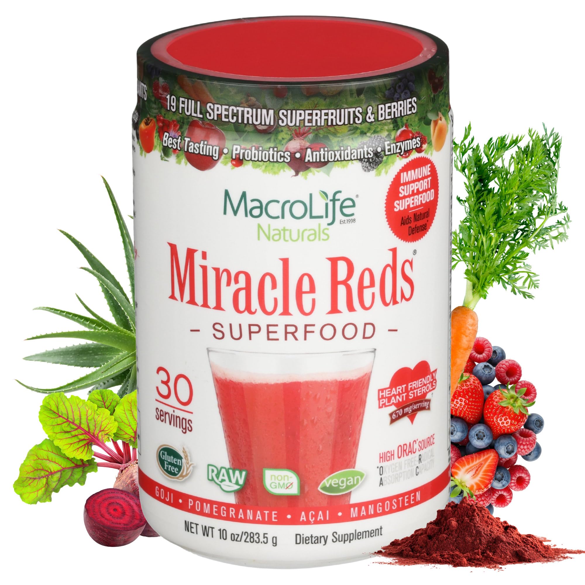 MacroLife Naturals Super Reds Powder 283g front view