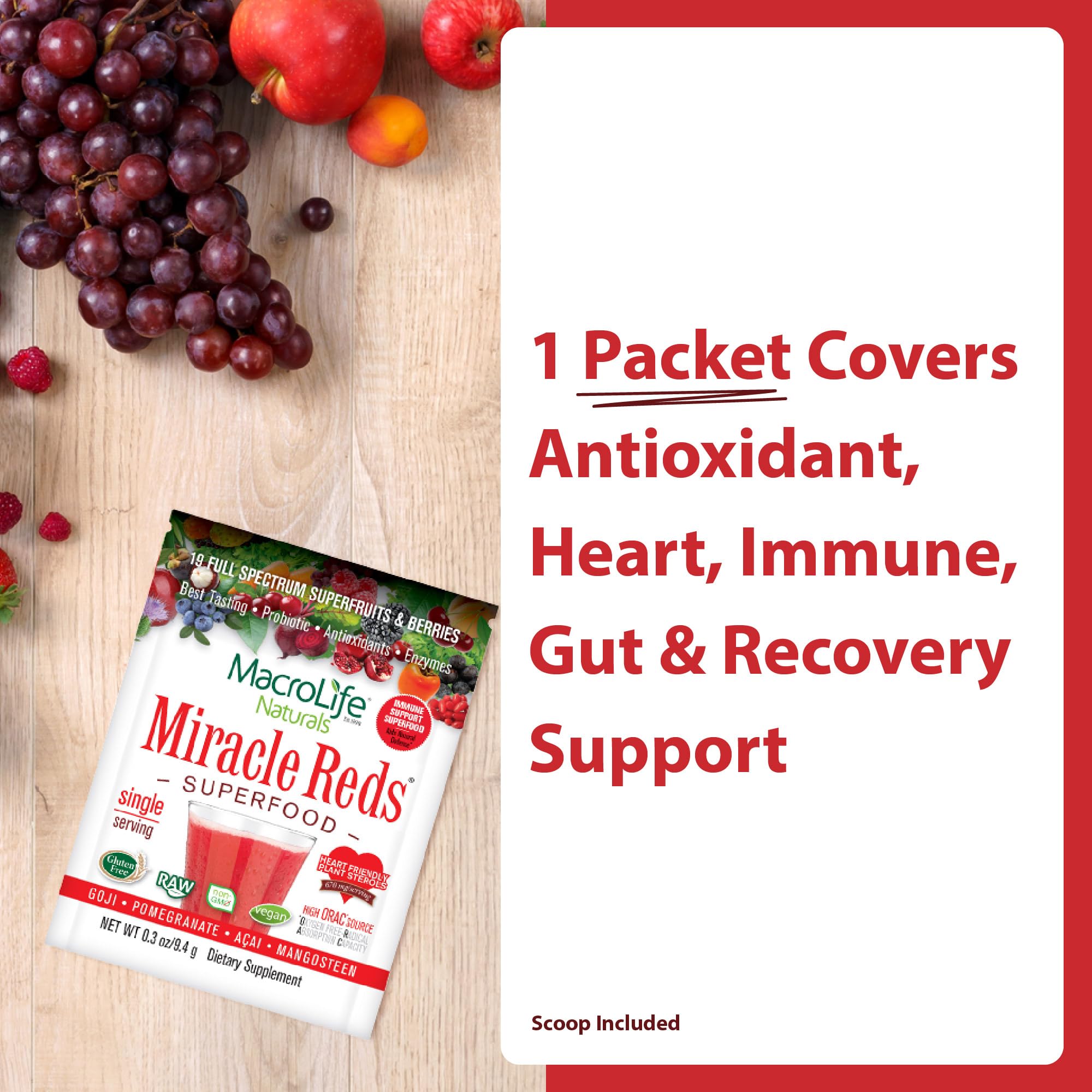 MacroLife Naturals Super Reds Powder nutritional information
