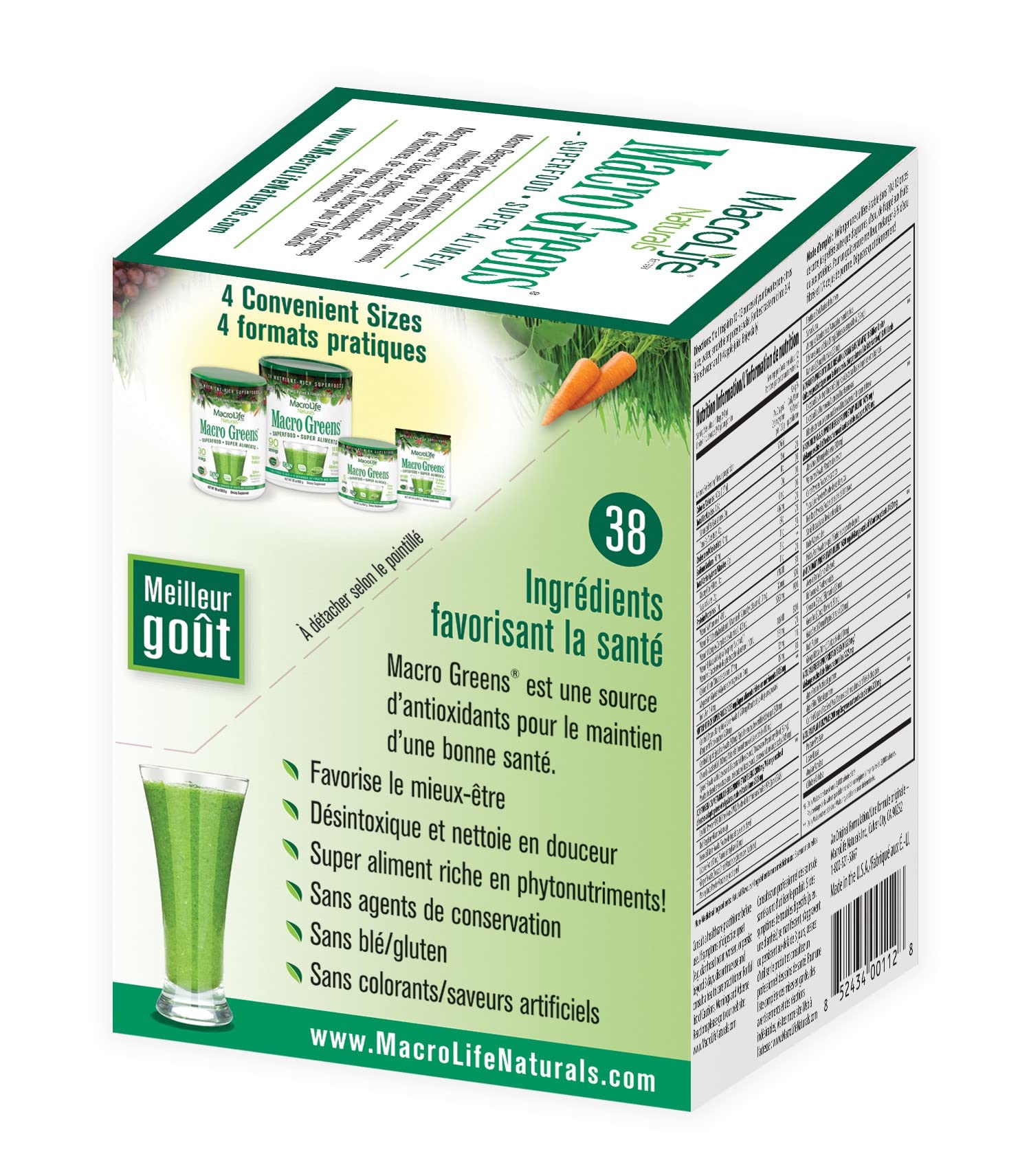 MacroLife Naturals Supergreens 38-IN-1 Supplement with fresh ingredients