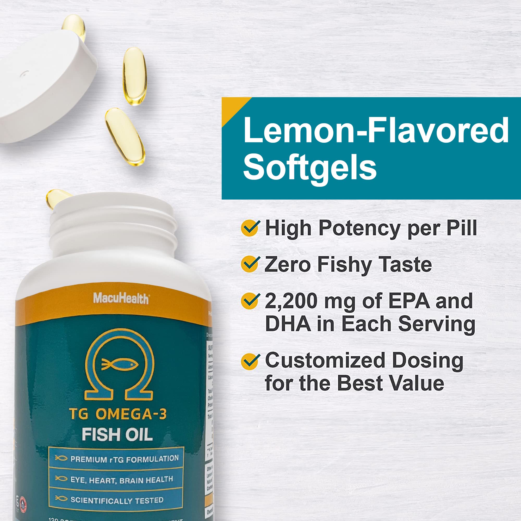 Macuhealth Omega-3 Fish Oil Softgels side view