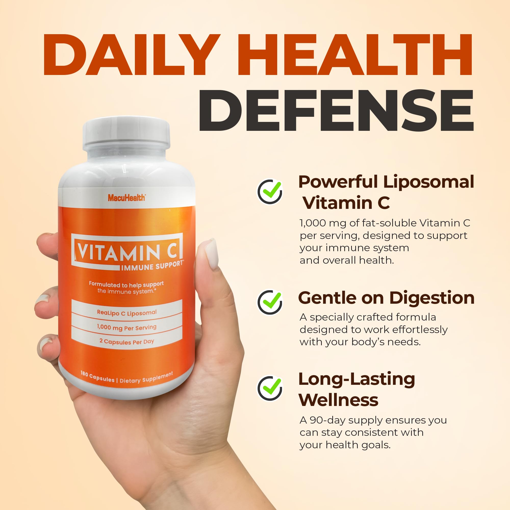 Macuhealth Vitamin C Capsules 1000MG back view