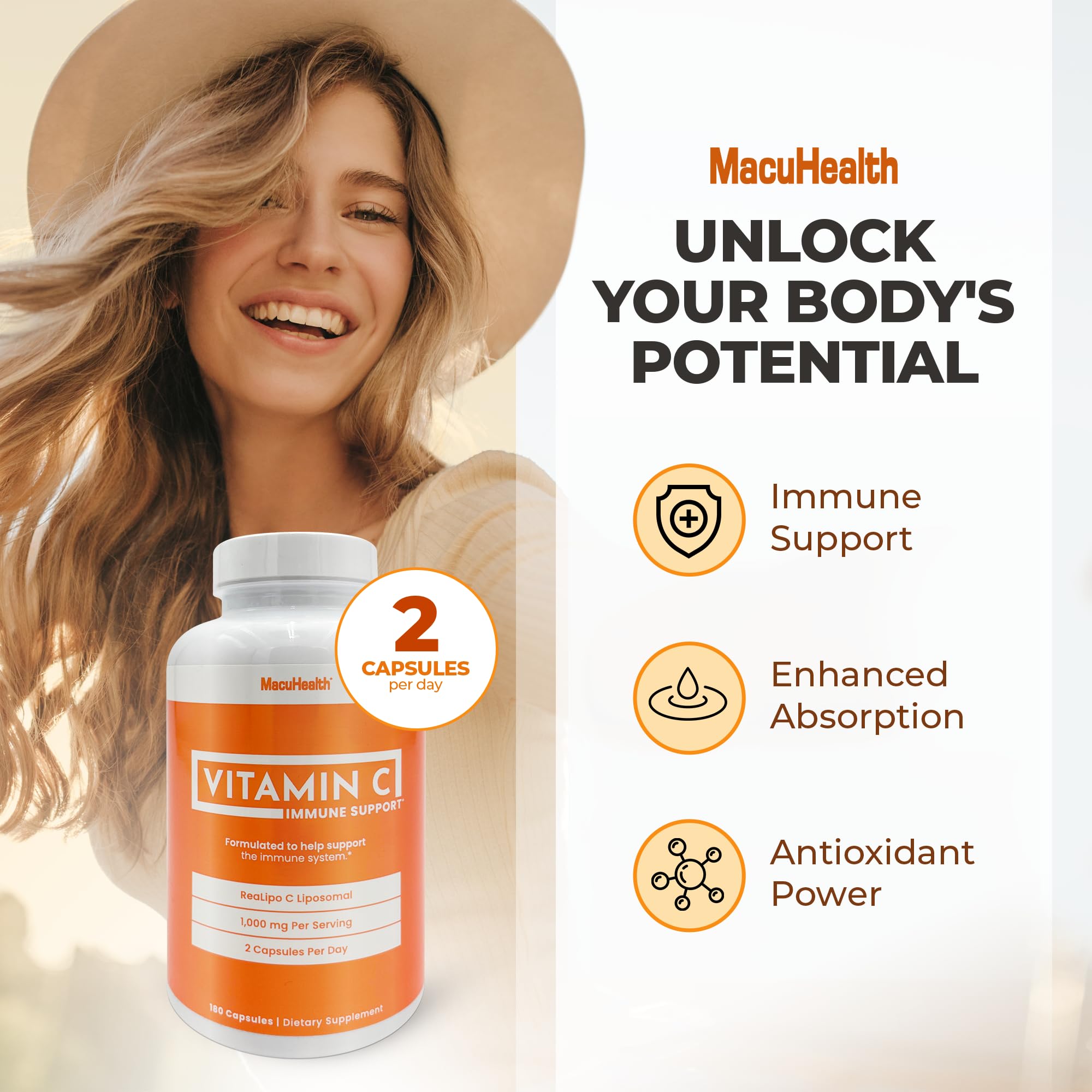 Macuhealth Vitamin C Capsules 1000MG bottle with label