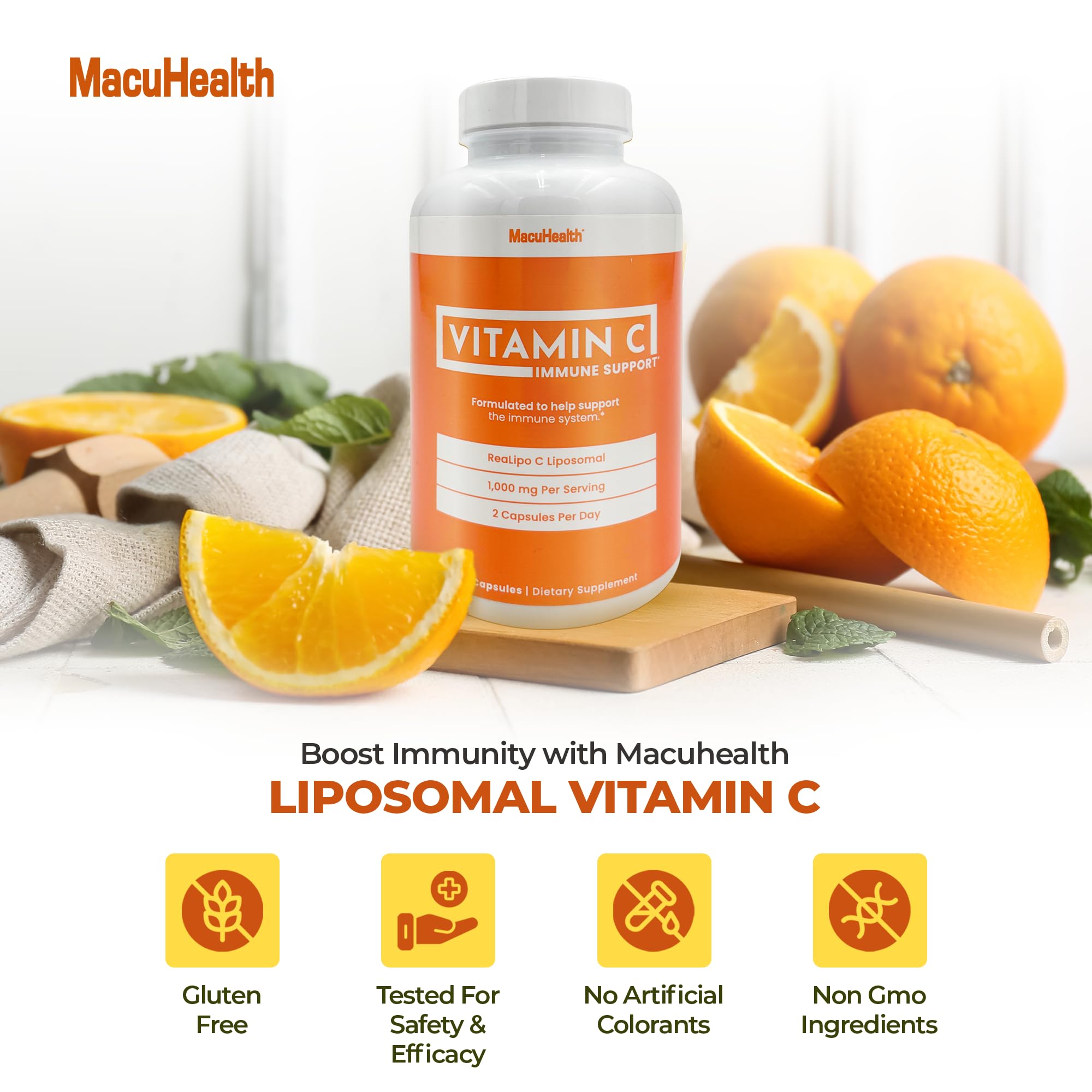 Macuhealth Vitamin C Capsules 1000MG capsules close-up