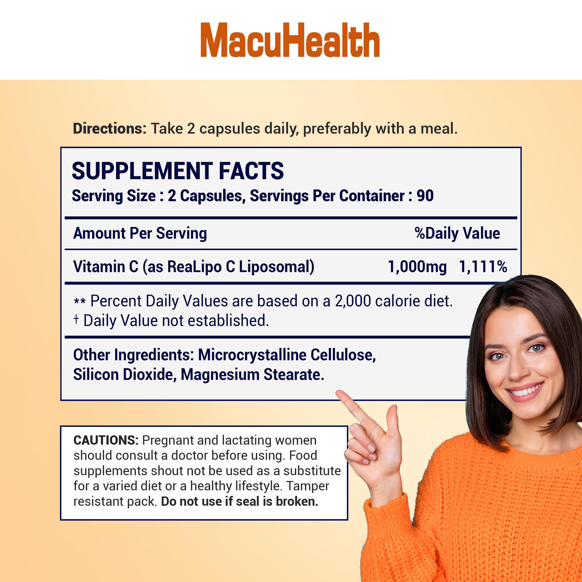 Macuhealth Vitamin C Capsules 1000MG side view