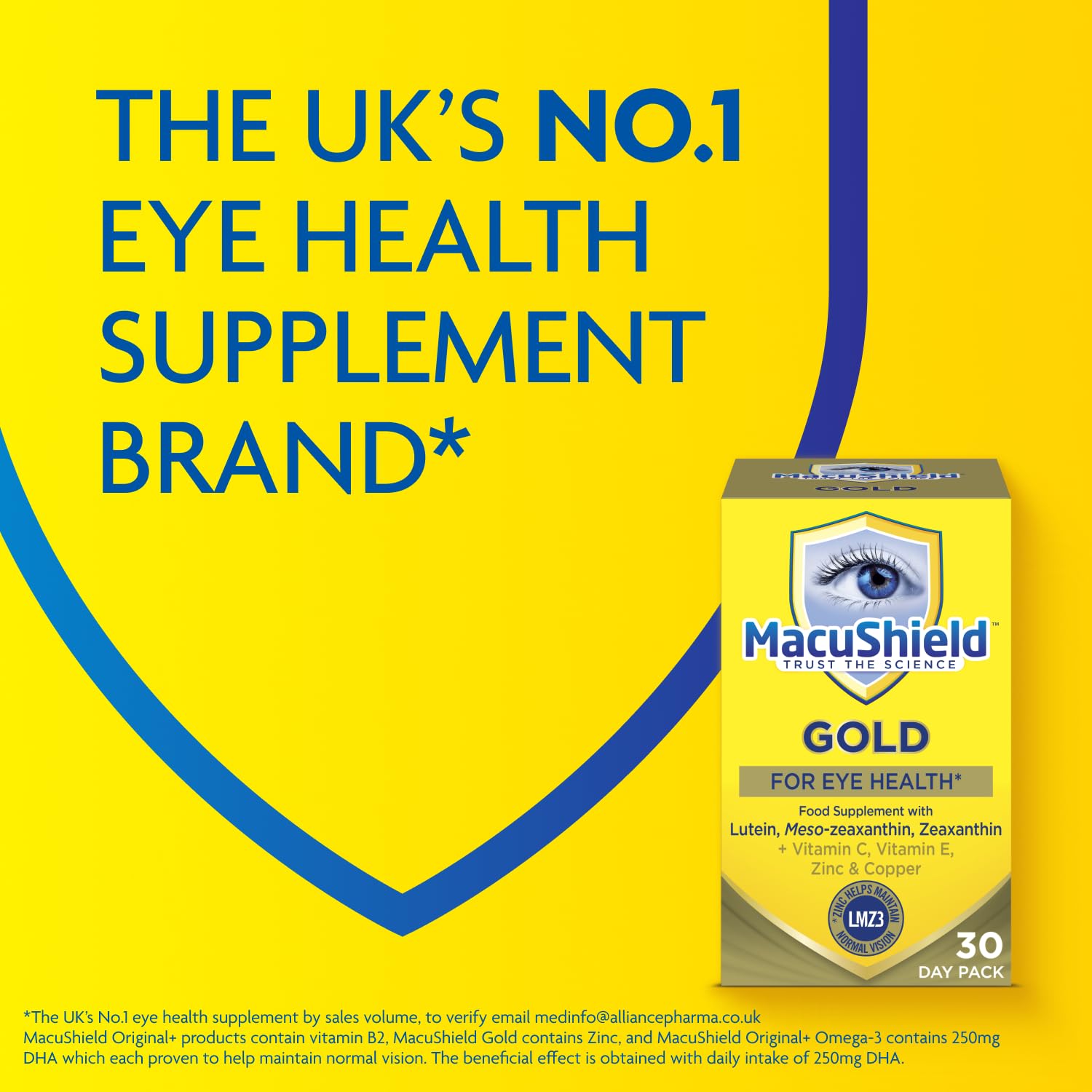 MacuShield Gold soft gel capsule with a measuring spoon