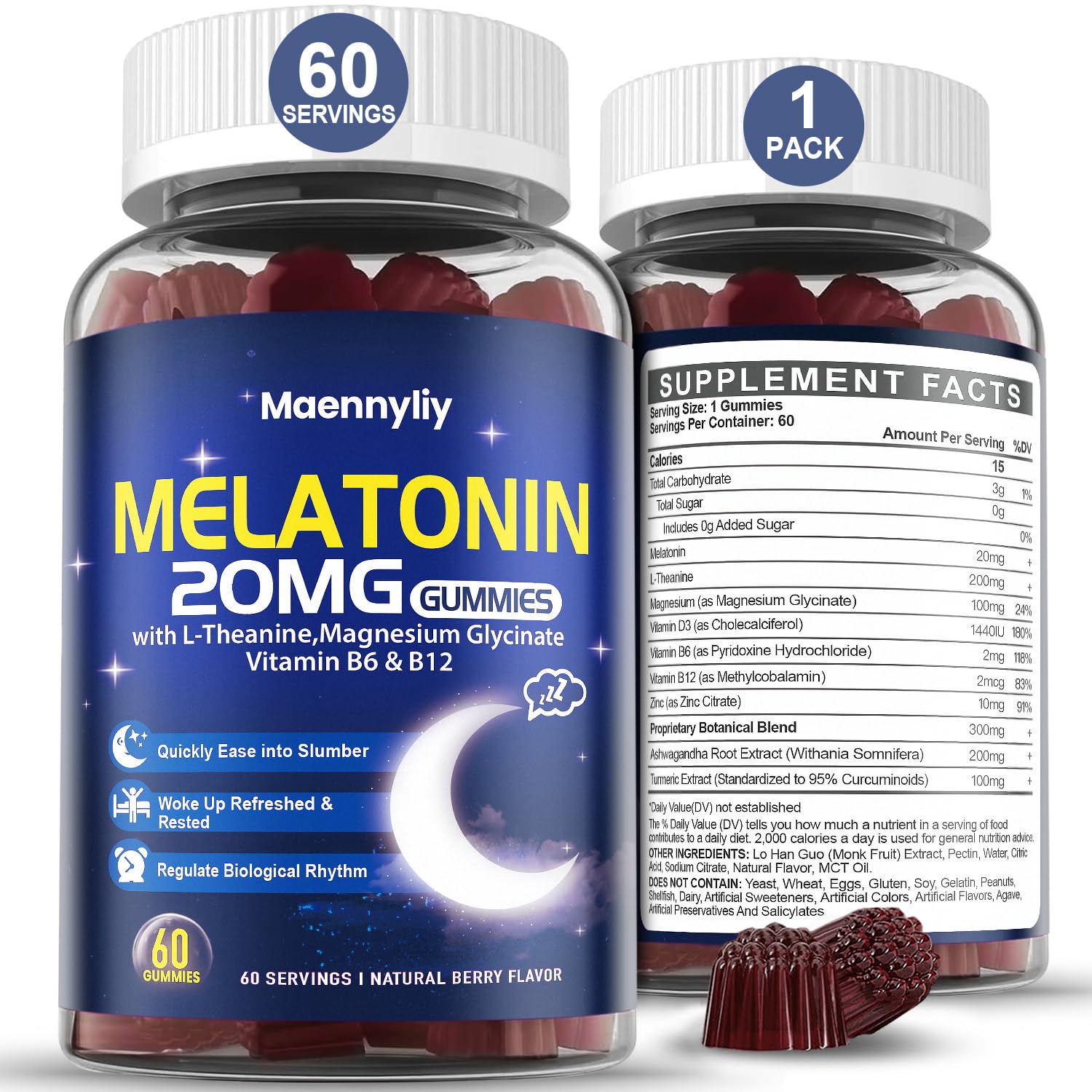 Maennyliy Melatonin Gummies 20mg front view packaging