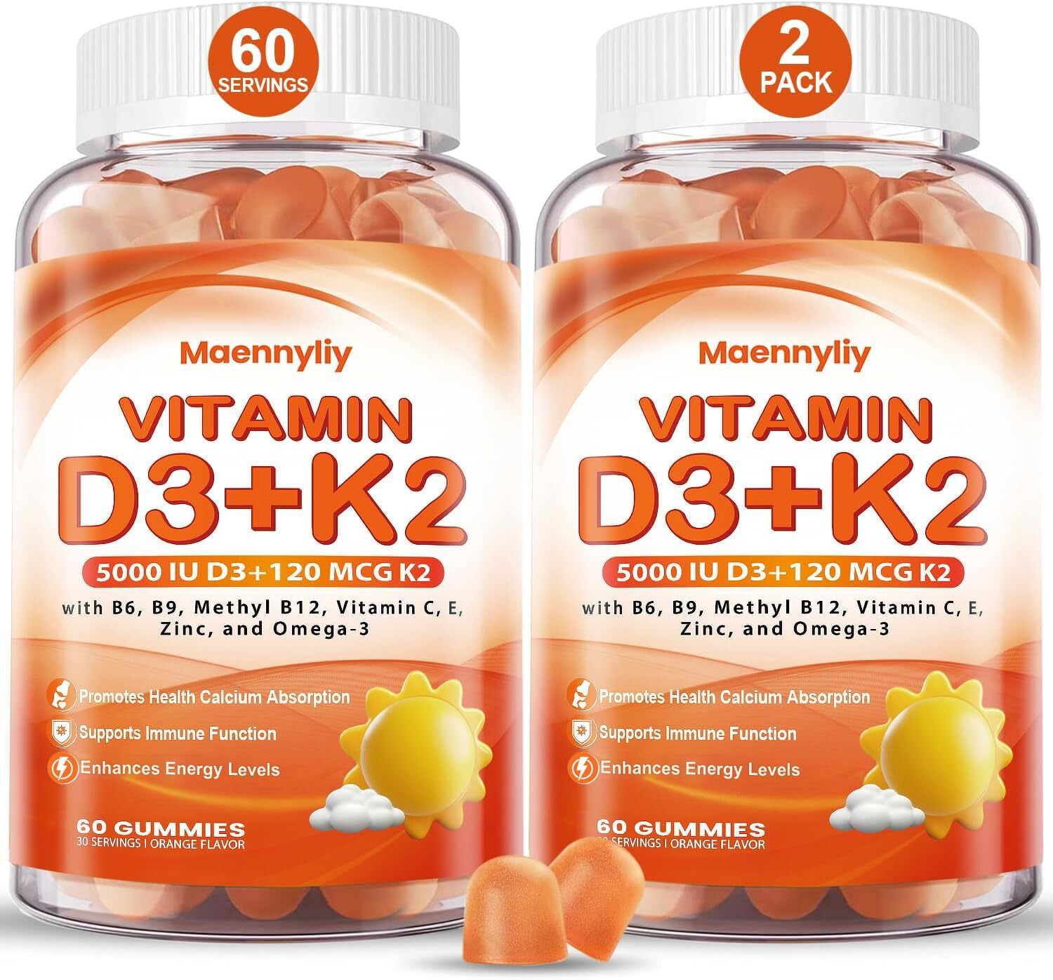 Maennyliy Vitamin D3 & K2 Gummies bottle front view