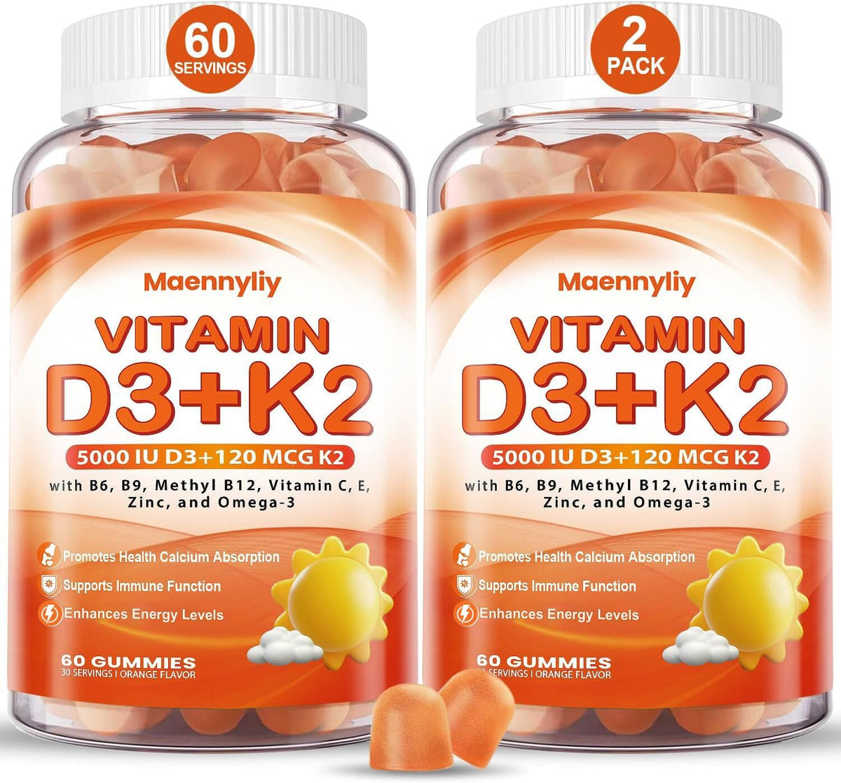 Maennyliy Vitamin D3 & K2 Gummies bottle front view