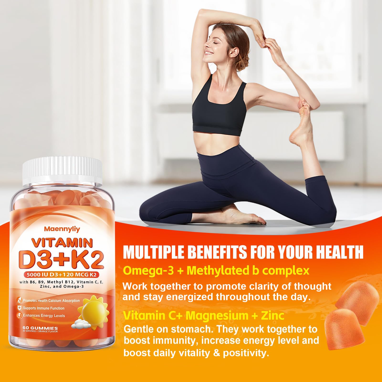 Maennyliy Vitamin D3 & K2 Gummies on a wooden table