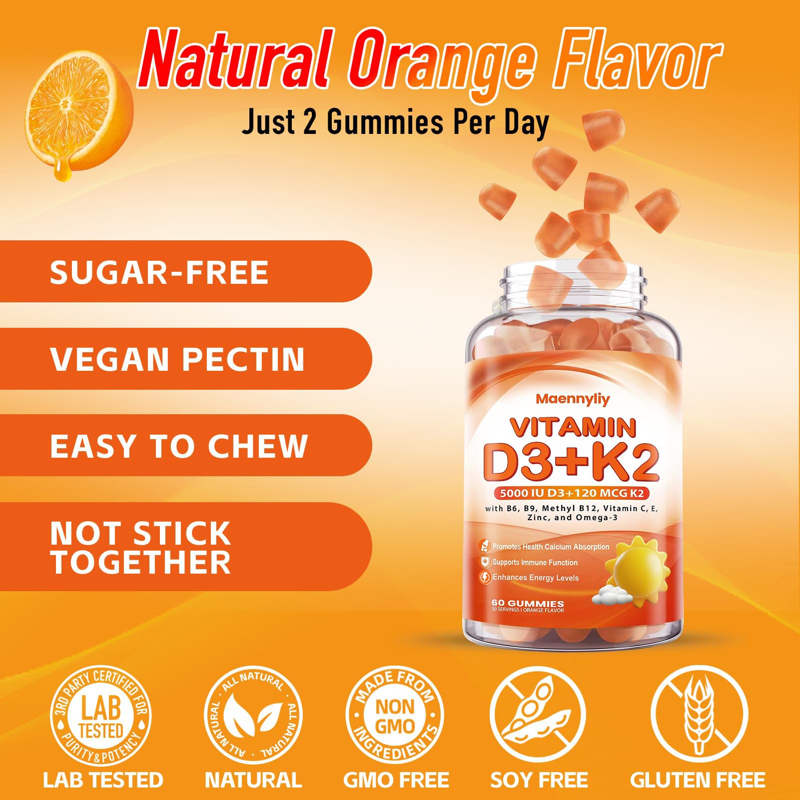 Maennyliy Vitamin D3 & K2 Gummies packaging side view