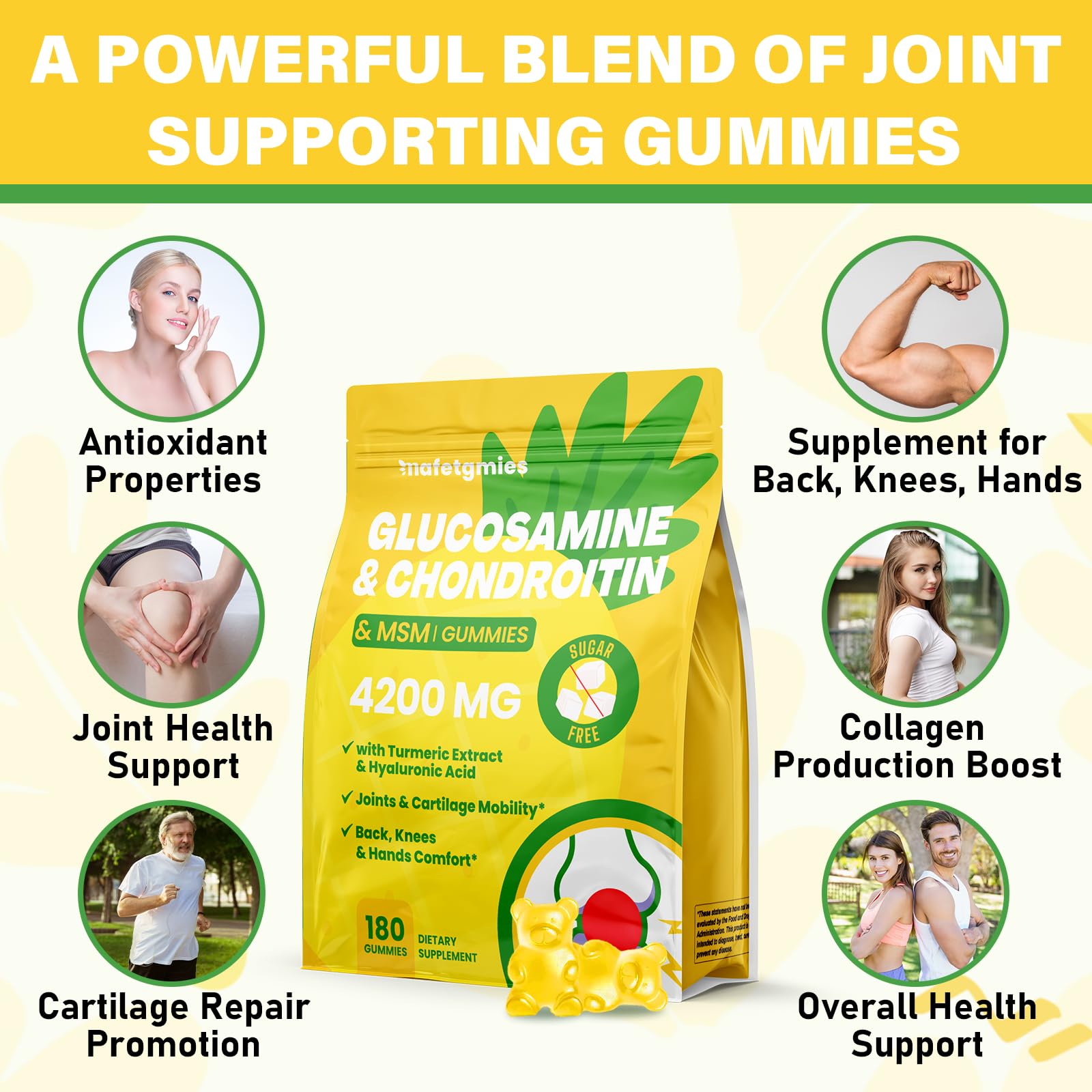 Mafetgmies Glucosamine Chondroitin Gummies on a wooden table